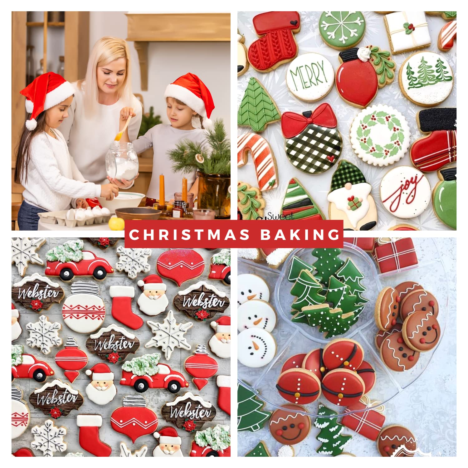 Kaishane Christmas Cookie Cutters - 5 Pieces -Christmas Ornament,Light Bulb,Round Cookie Cutters
