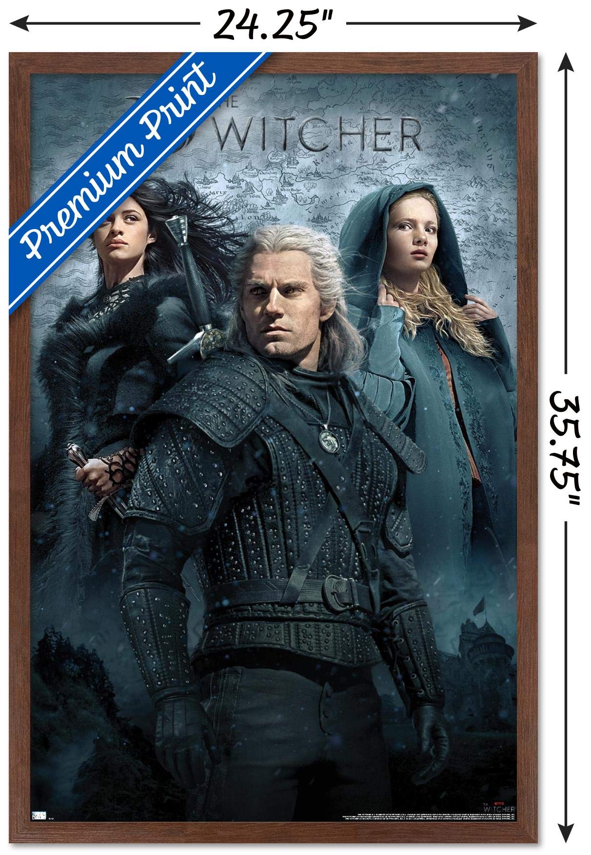 Trends International Netflix The Witcher - Key Art Wall Poster, 22.375'' X 34'', Mahogany Framed Version