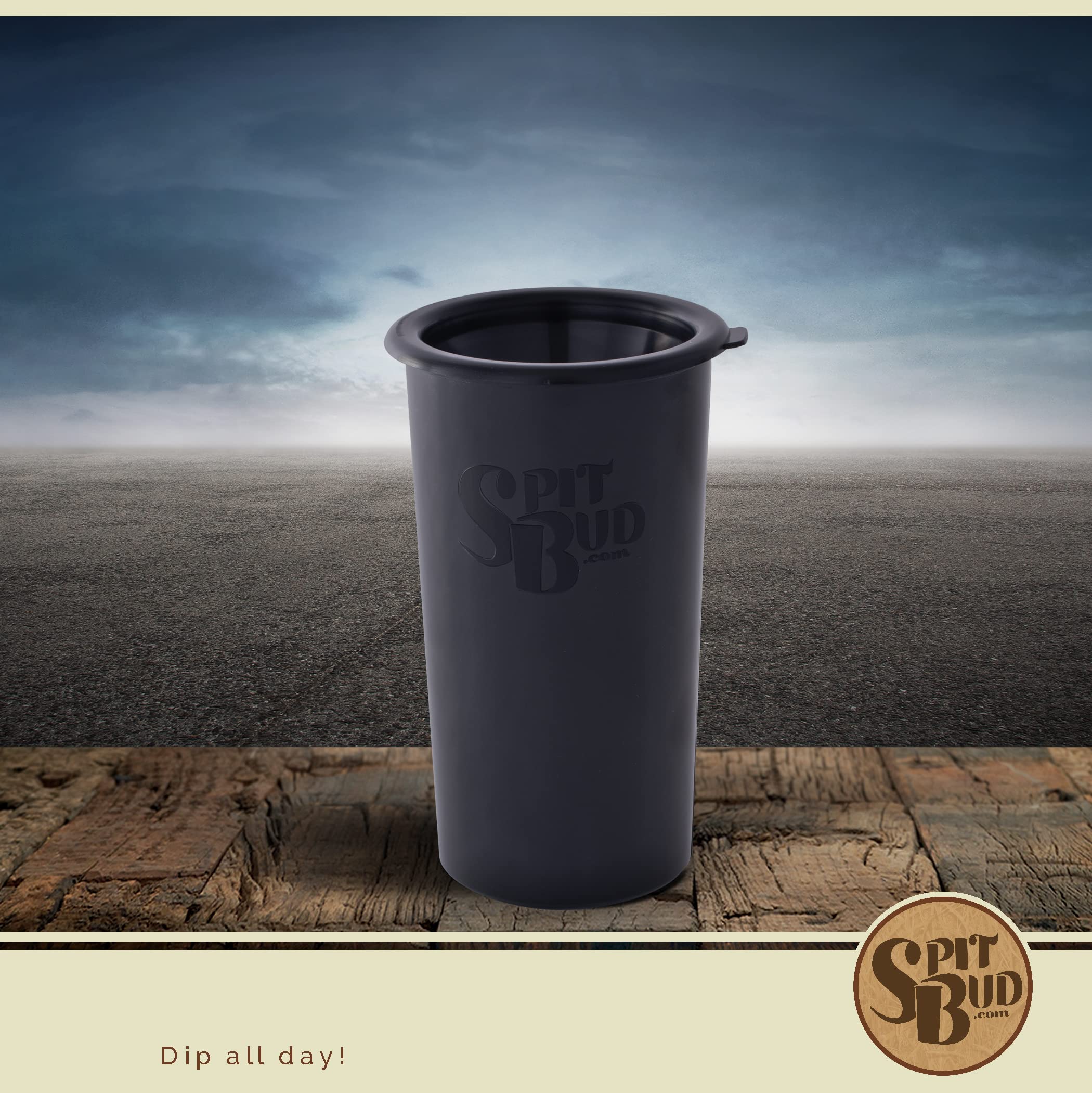 Spit Bud Original Black The Ultimate Spittoon For Chew - Portable Dip & Snuff Cup With Lid, Pop Tab, Spill-Proof Funnel - Fit In