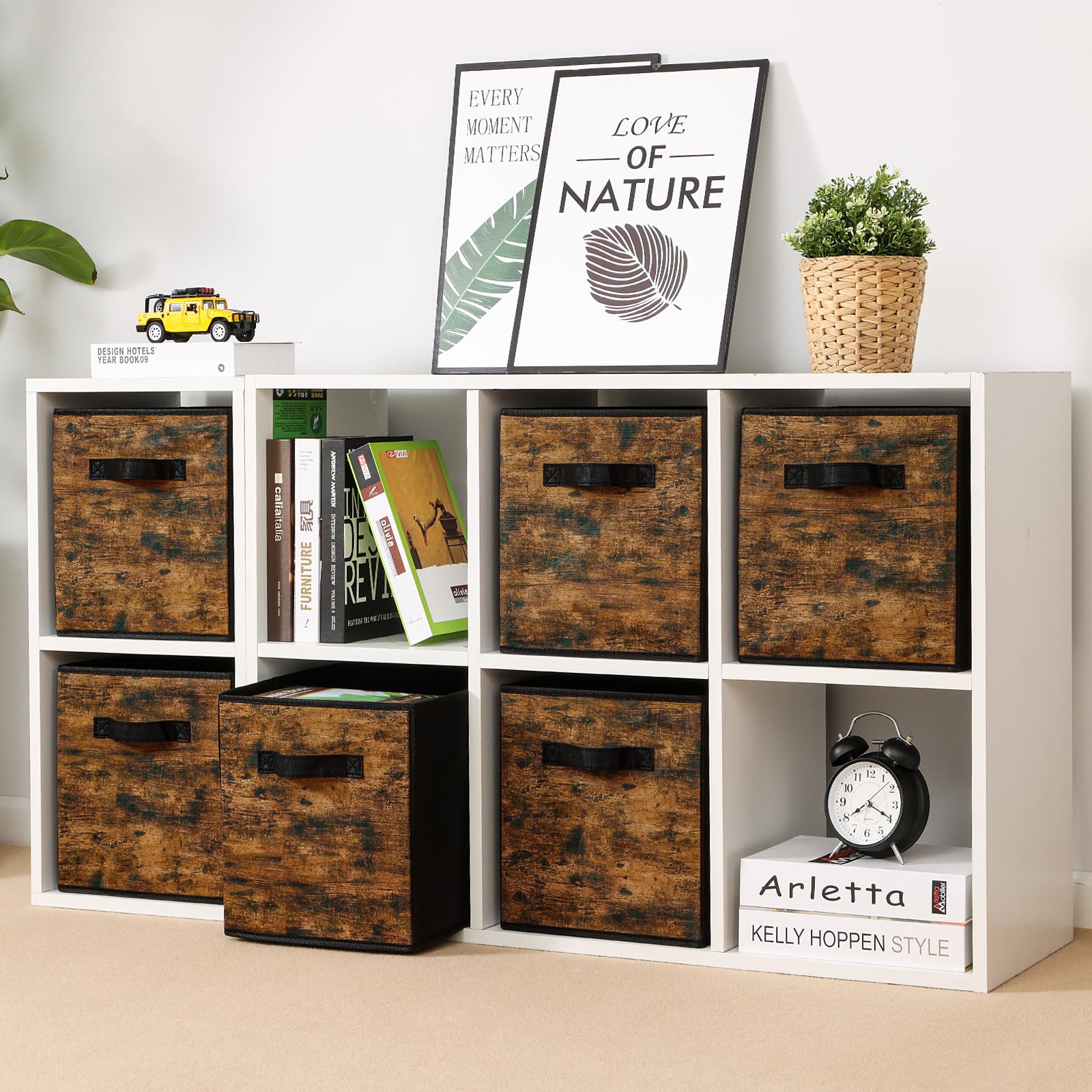 Stero Fabric Storage Cubes, 6 Pack Foldable Storage Bins With Handle, 11 Inch Storage Baskets Box For Shelves, Closet, Organizer