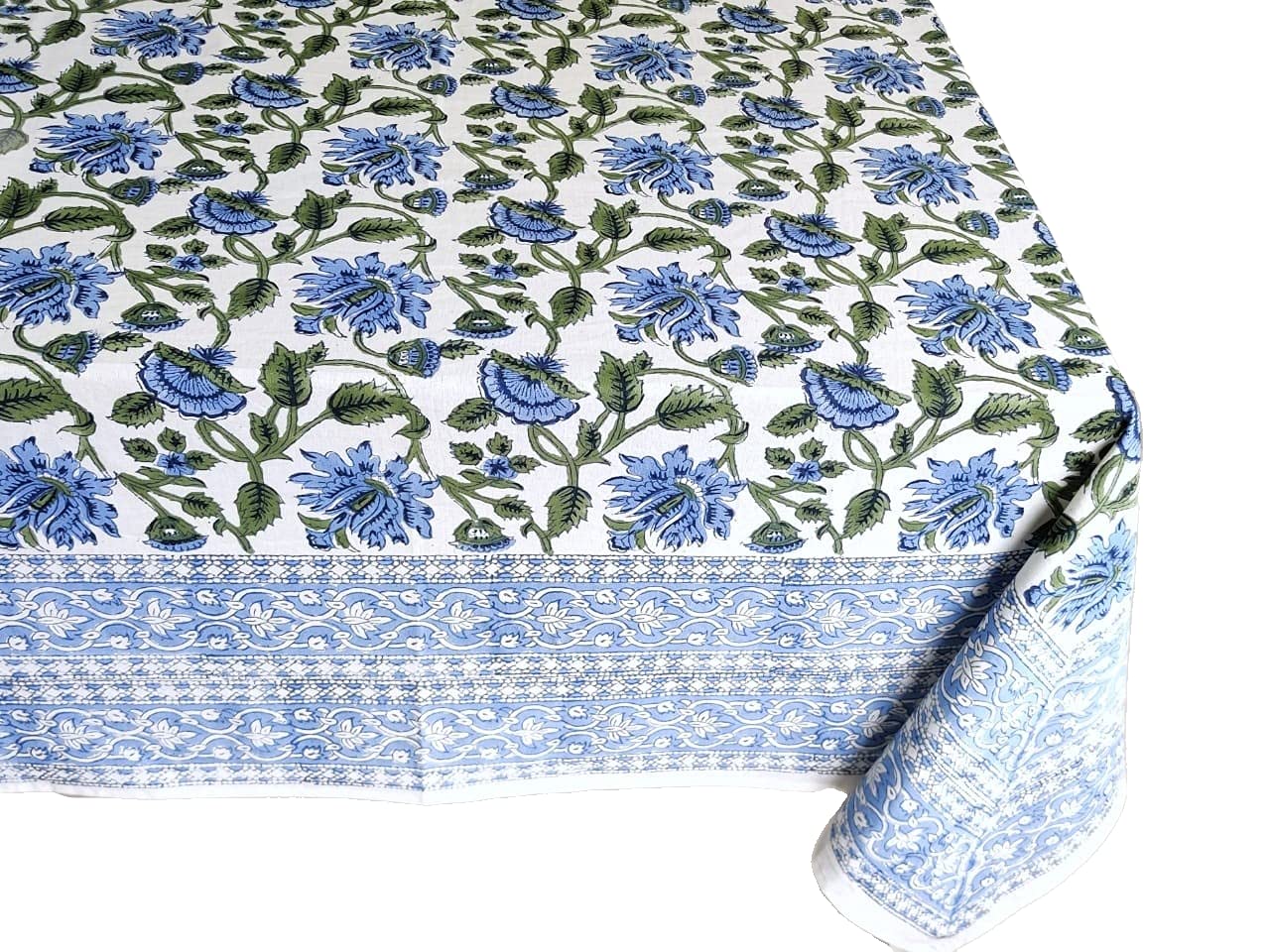 Atosii Taj 100% Cotton Fall Autumn Tablecloth, Hand Block Print Floral Rectangle Table Cloth Linen For Dining Buffet Parties Wed