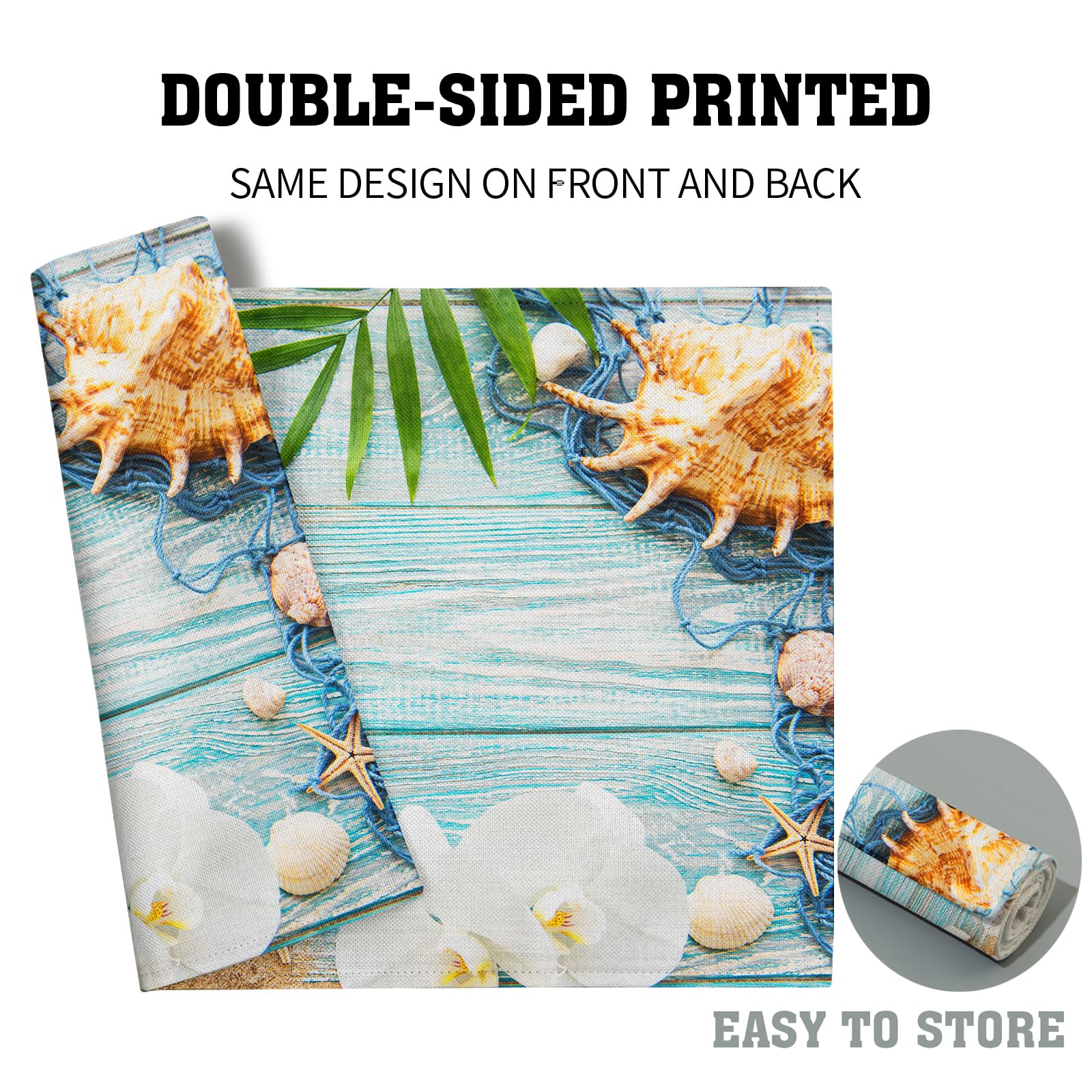 Beach Placemats Set Of 4 For Dining Table Nautical Coastal Starfish Place Mats Summer Washable Table Mats Kitchen Decor Cloth Pl