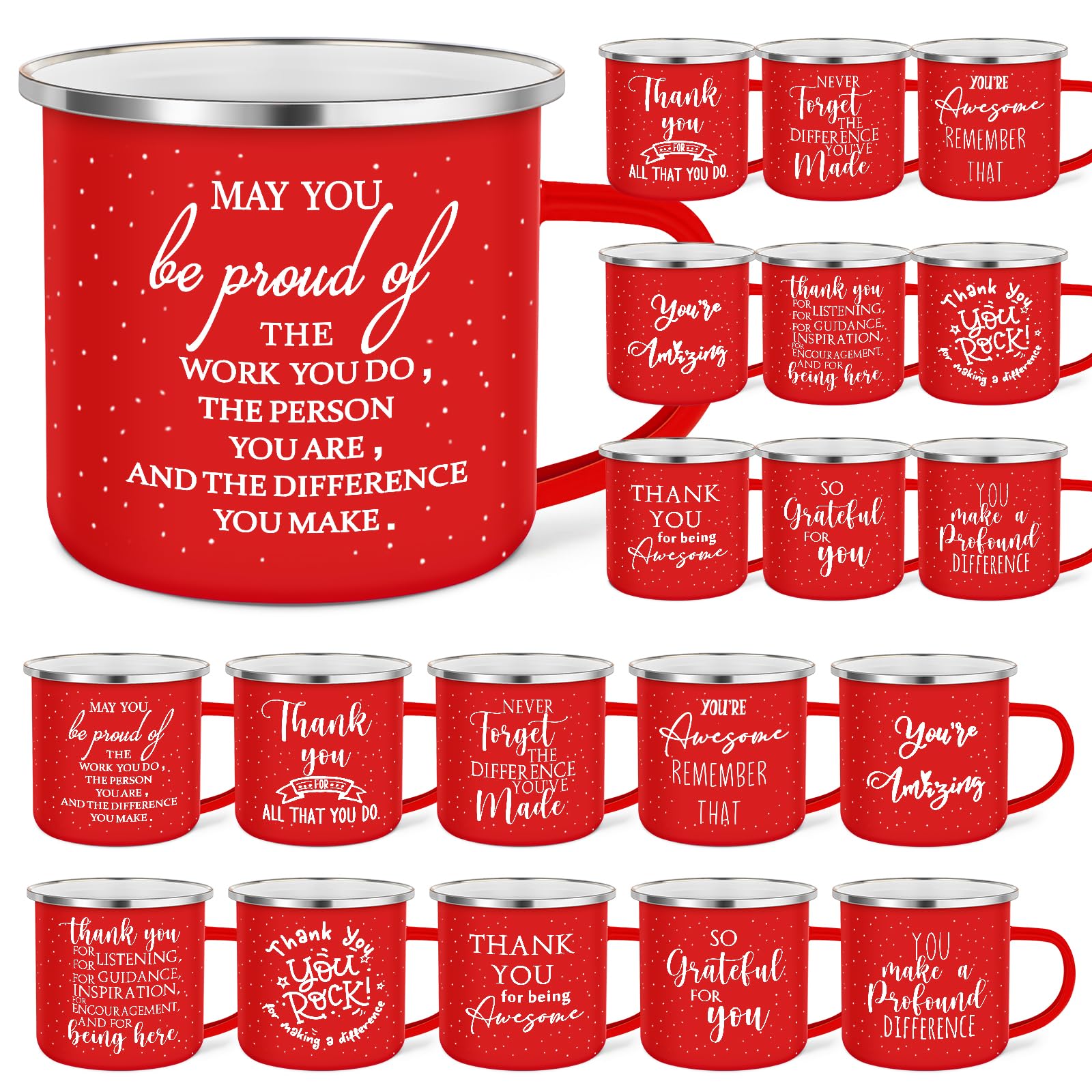 Wesiti 20 Pcs Thank You Gifts Mugs 12 oz Enamel Thank You Mug Coffee Mugs for Team Women Men Inspirational Employee Appreciation