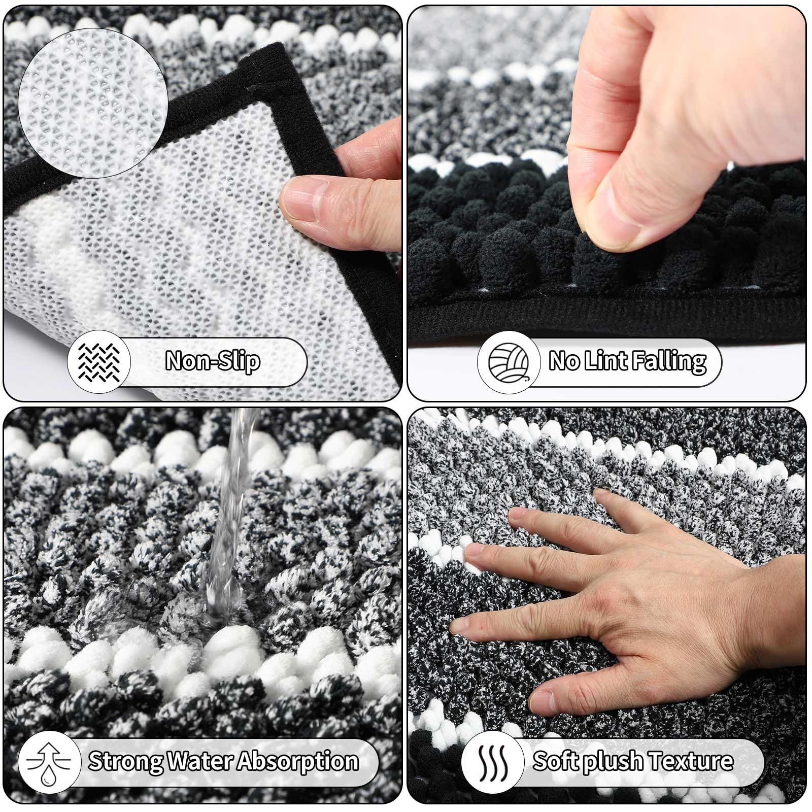 Xlhomo 25Pcs Black Bathroom Accessories Sets Complete, With Shower Curtain, Rugs, Trash Can And Toilet Brush, Soap Dispenser, To