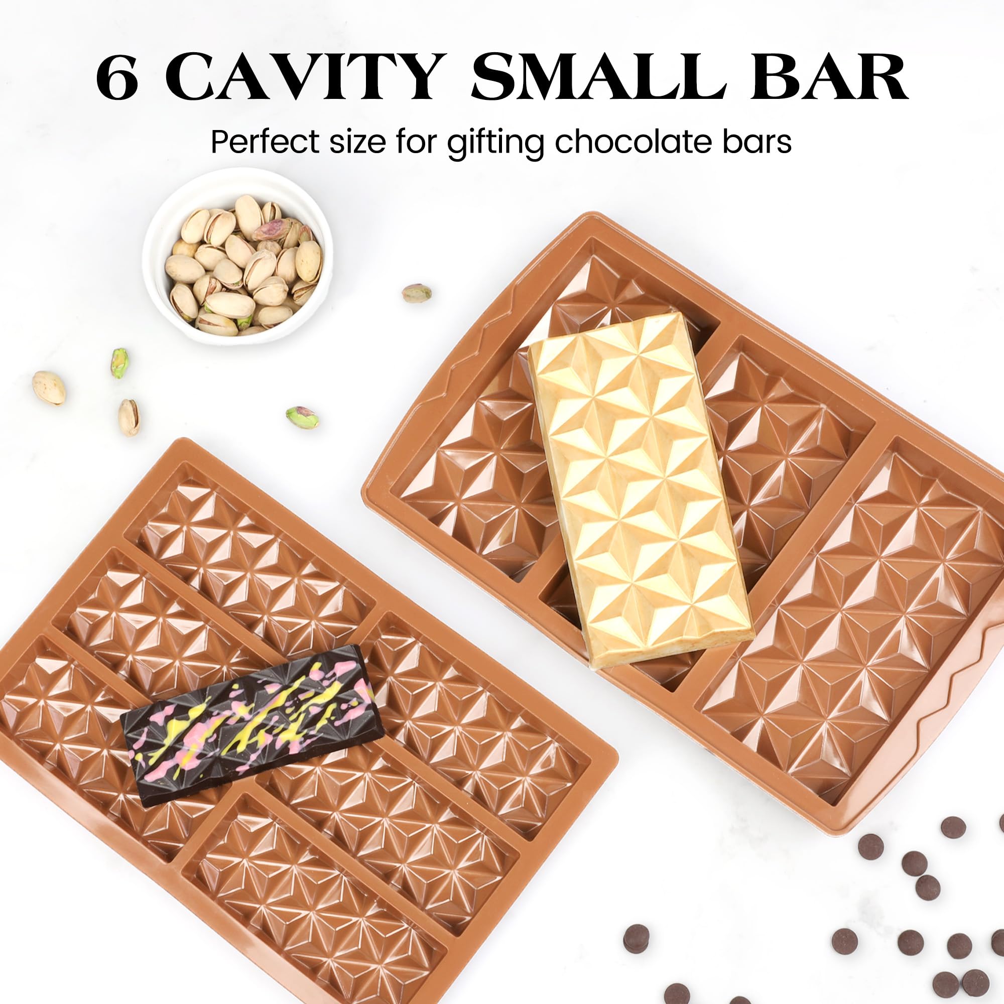 Fimary 2 Pcs Break Apart Chocolate Molds Silicone Deep, Stuffed Candy Bar Molds Silicone Shapes, Silicone Molds For Wax Melts La