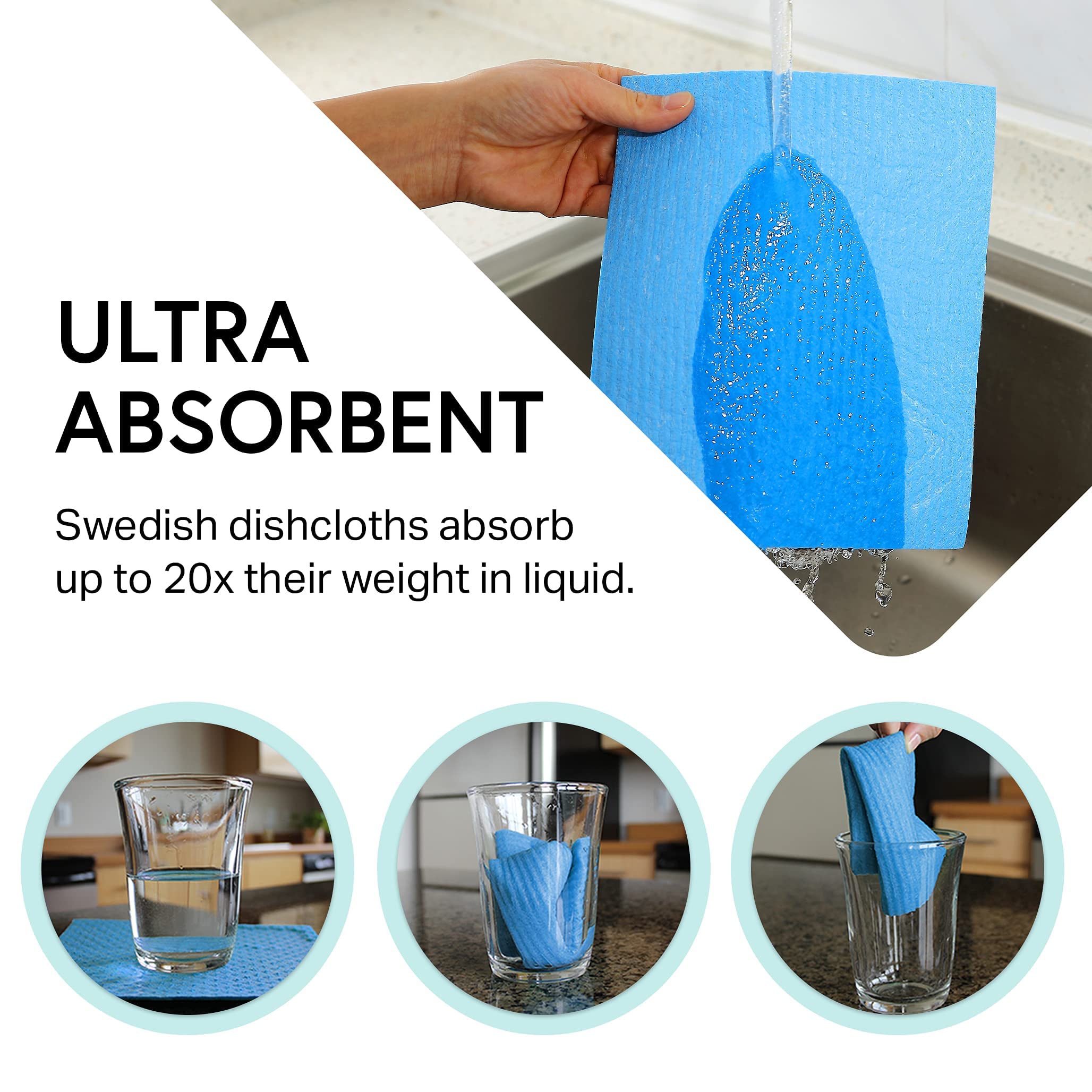 Swedish Wholesale Swedish Dishcloths For Kitchen- 10 Pack Reusable Paper Towels Washable - Eco Friendly Cellulose Sponge Microfi