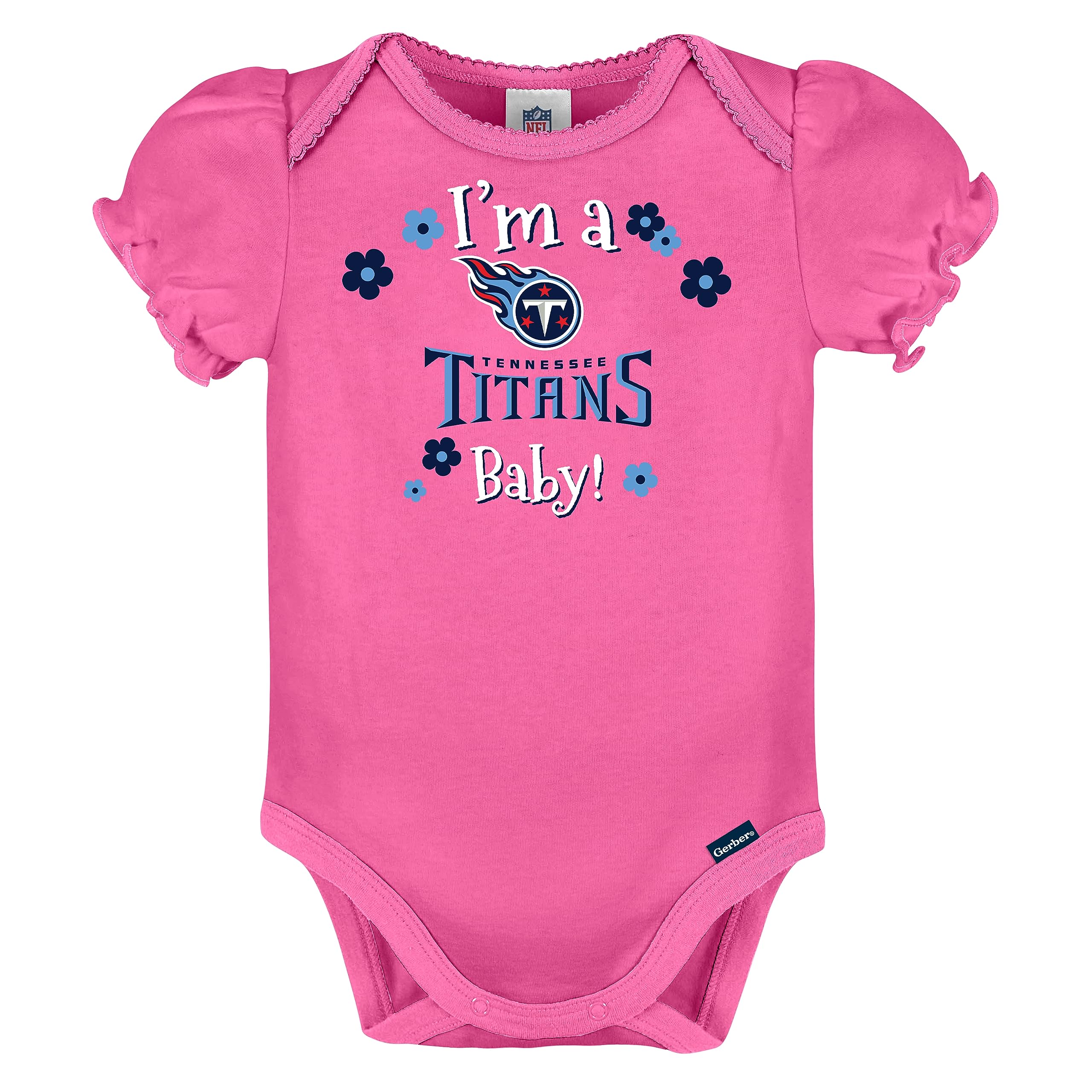 Nfl Tennessee Titans 3 Pack Short Sleeve Bodysuit, Bluewhitepink Tennessee Titans, 0-3 Months