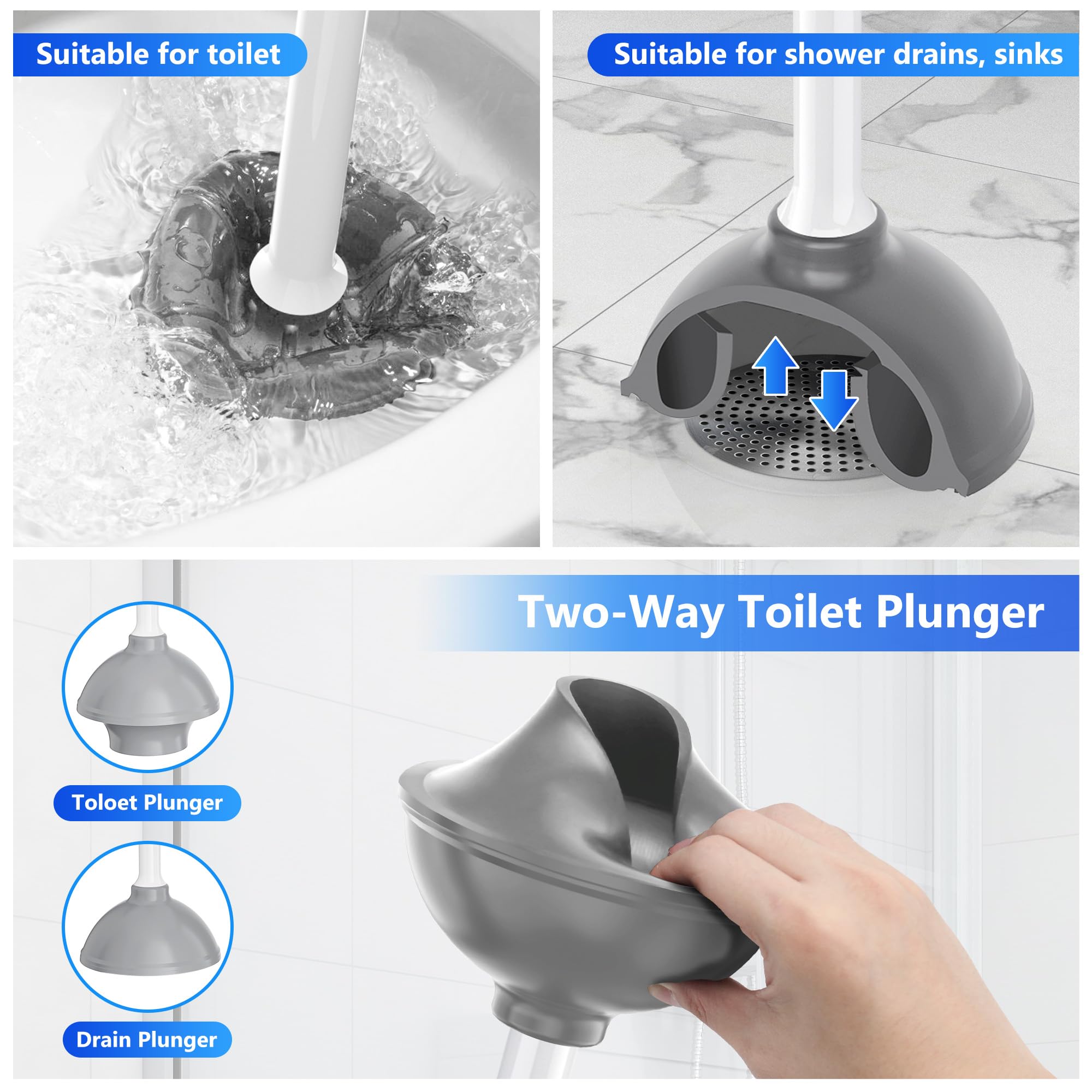Lovloy Toilet Plunger With Holder, Plunger With Unique Holder, Plungers For Bathroom With Holder, Toilet Plunger Heavy Duty (2,