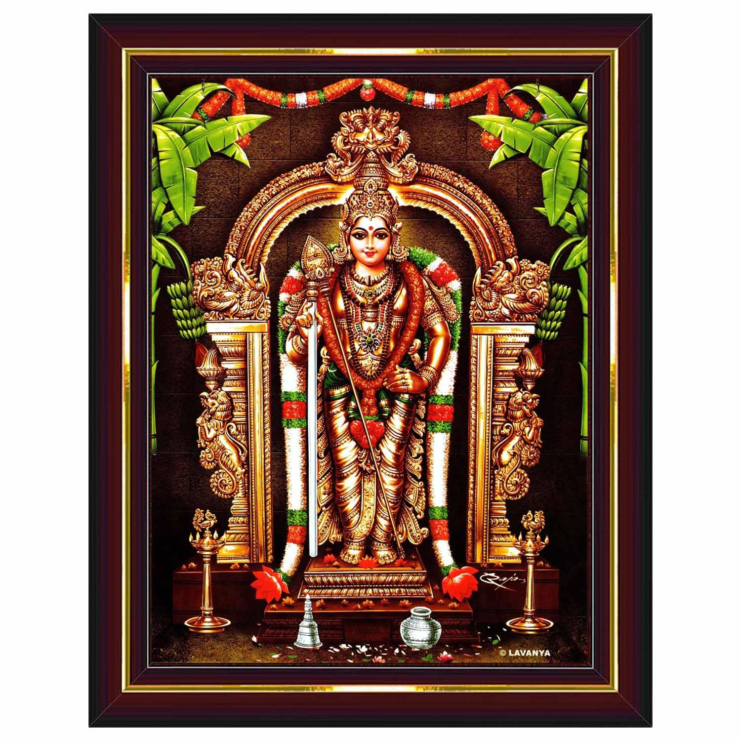 Pavan Photo Laminations Tiruchendur Murugan Lord Subramanya Swamy Wall Painting Framed Home Decor (Wood,Matte,Brown,Big Size,10