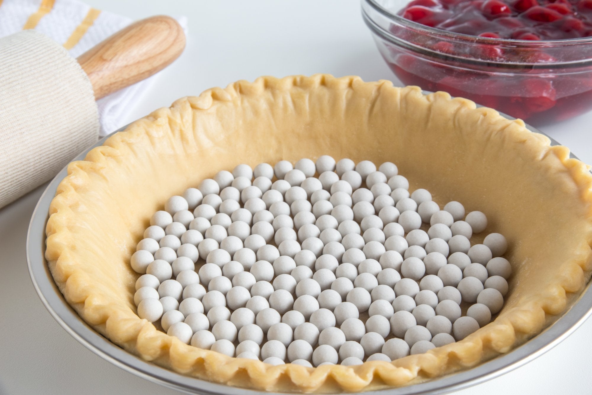 Fox Run Ceramic Pie Crust Baking Weights, 8.8-Ounce, Glass Storage Jar