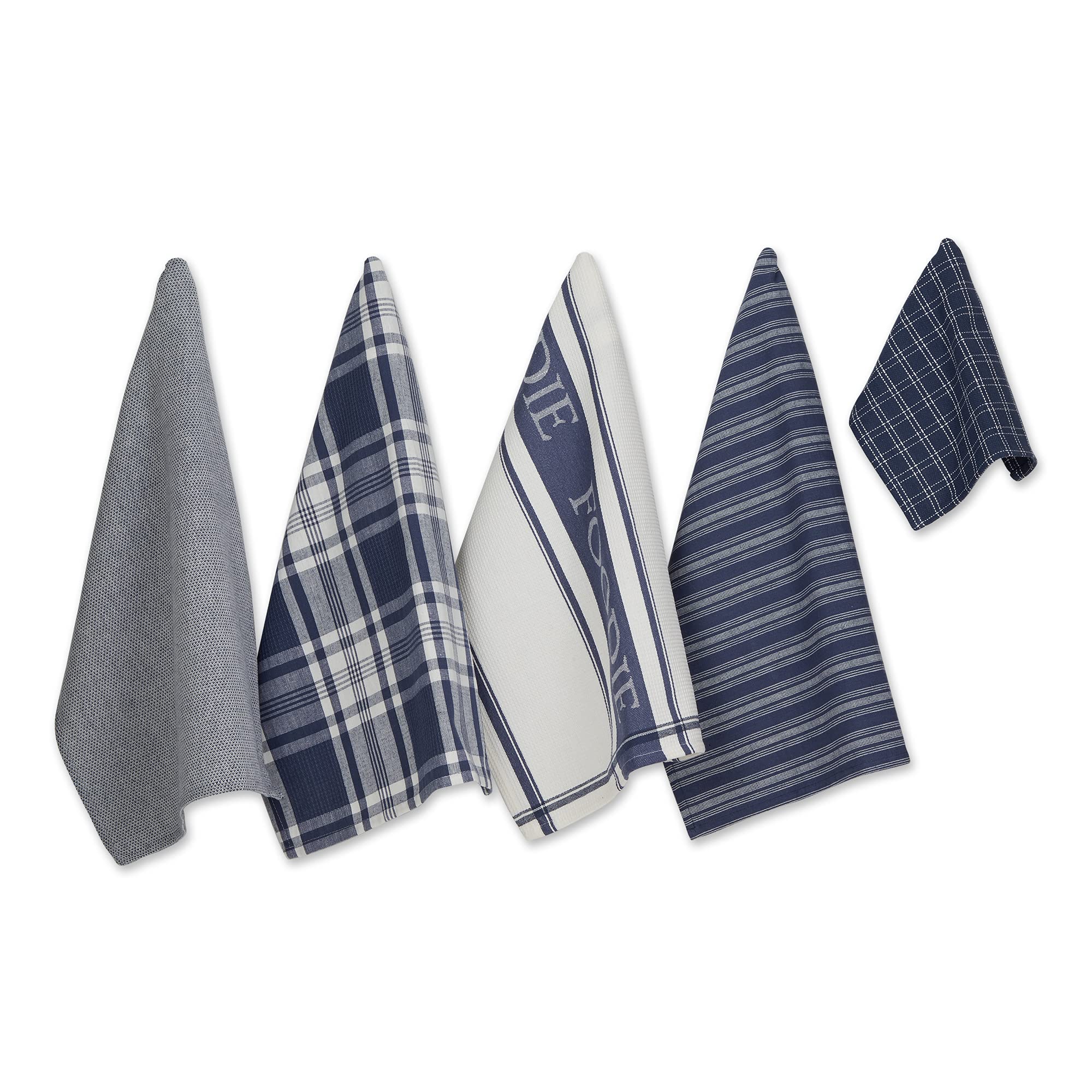 DII Everyday Collection Foodie Kitchen Set, Dishtowel & Dishcloth, French Blue, 5 Piece