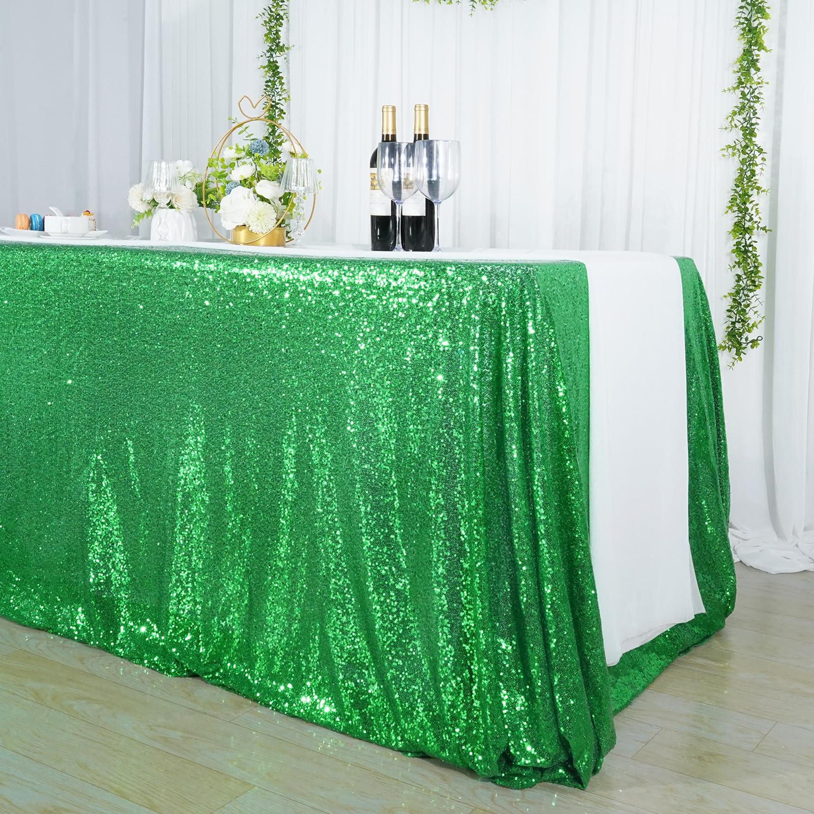 Partydelight Green Sequin Tablecloth 50 Inch Round Tablecloth Glitter Tablecloth For Party Baby Shower Christmas Decorations