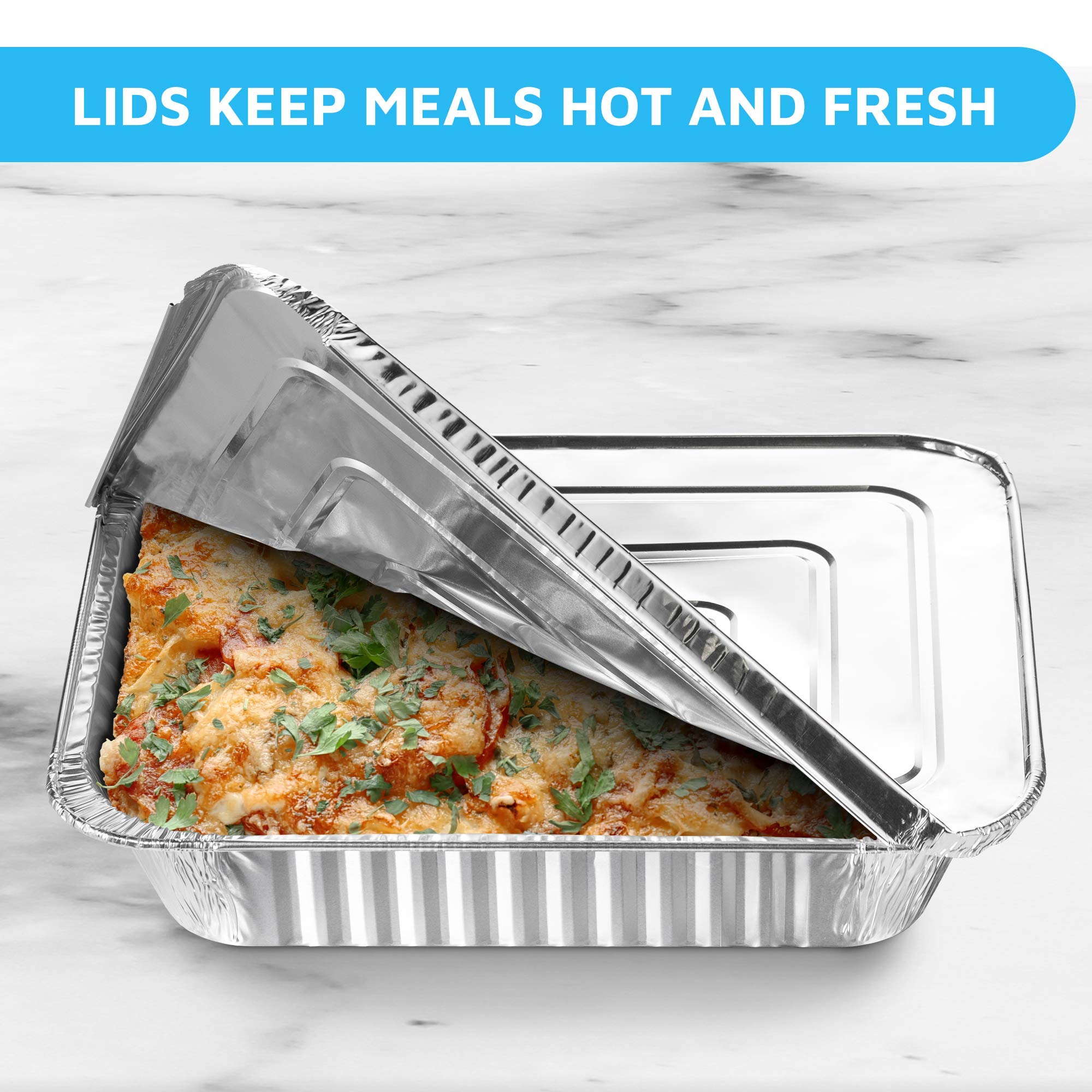 MontoPack Aluminum Foil Pans Half Size Roasting Chafing Pan | 9x13 Tins for Cooking  Baking & Catering | Heavy Duty Disposable Cookware Steam Table Trays for Buffet & Food Prepping (20 Pack with Lids)