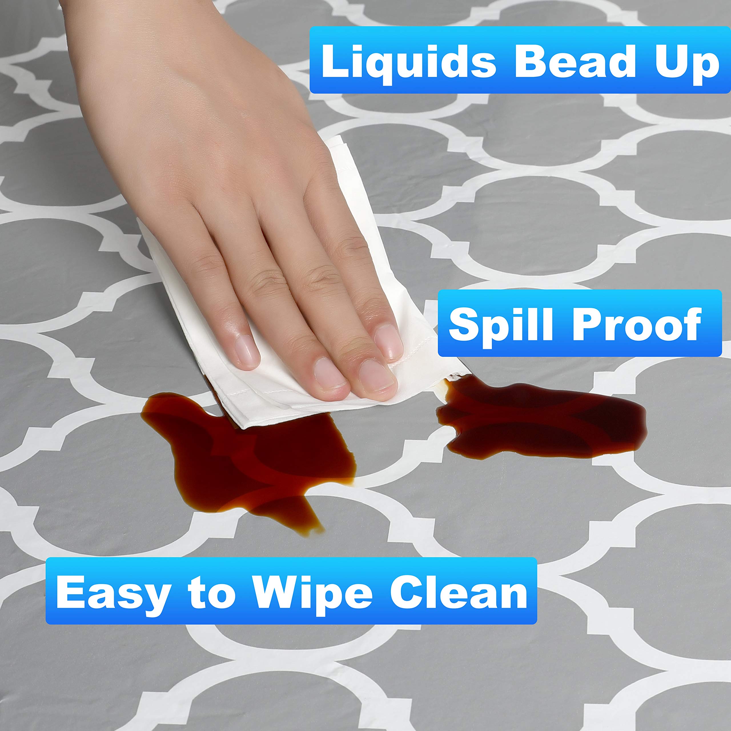 Rally Home Goods Indoor Outdoor Patio Round Fitted Vinyl Tablecloth, Flannel Backing, Elastic Edge, Waterproof Wipeable Plastic