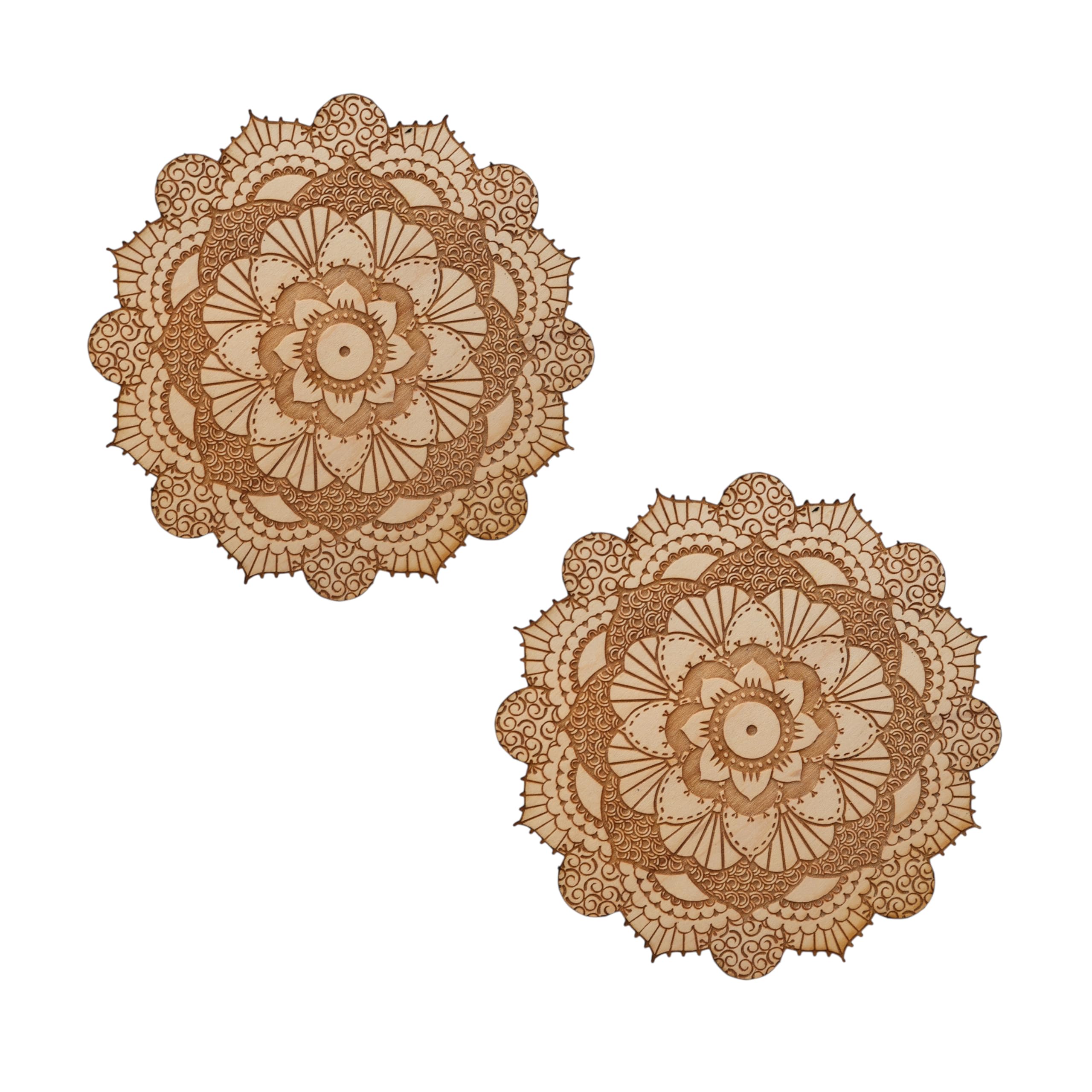 Henna Flower Raw Wood Coaster/Disc Qty 25x5 Inches