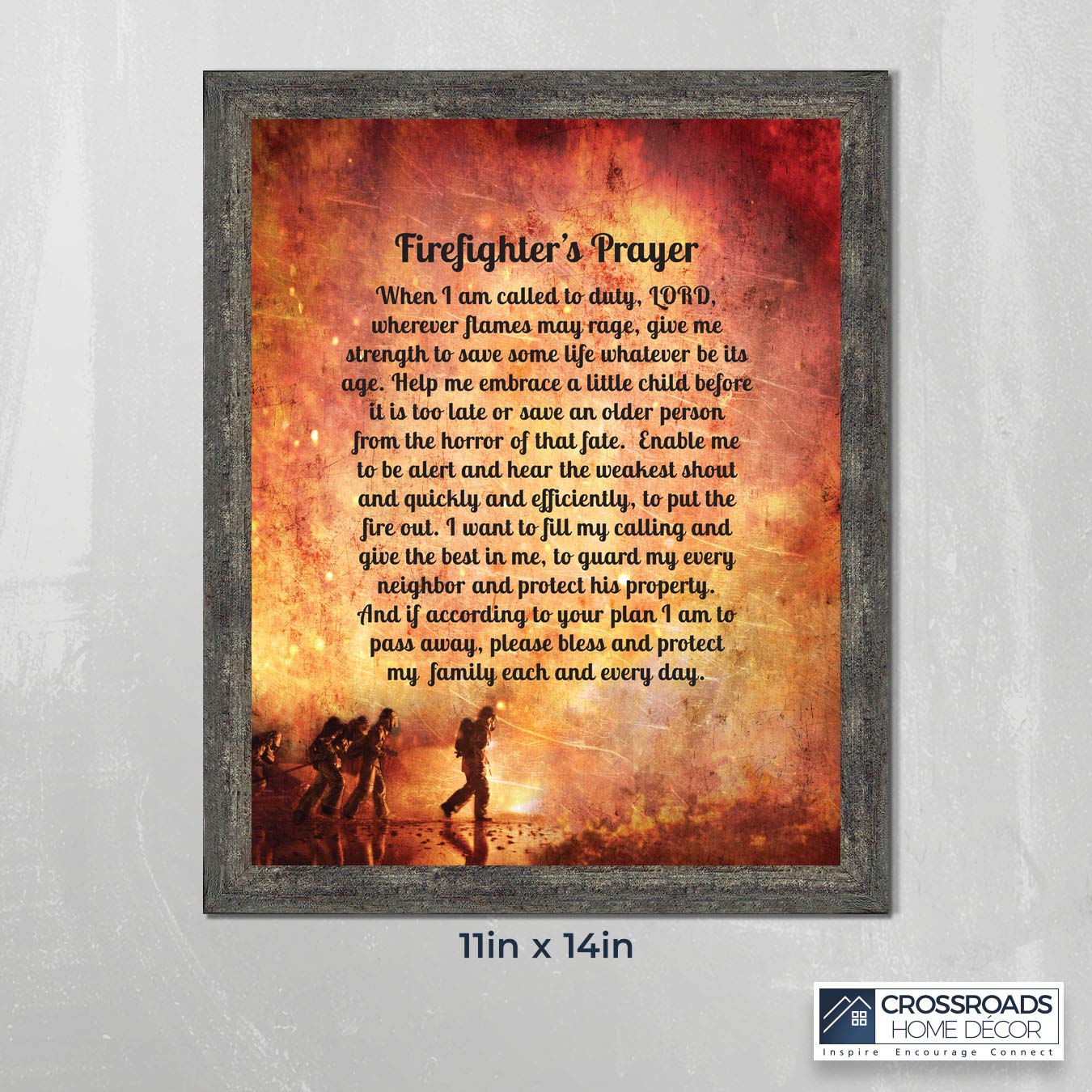 Crossroads Home D  Cor Firemans Prayer Picture Frame, Firefighter Decor, Firefighter Graduation Present, 2104Bw