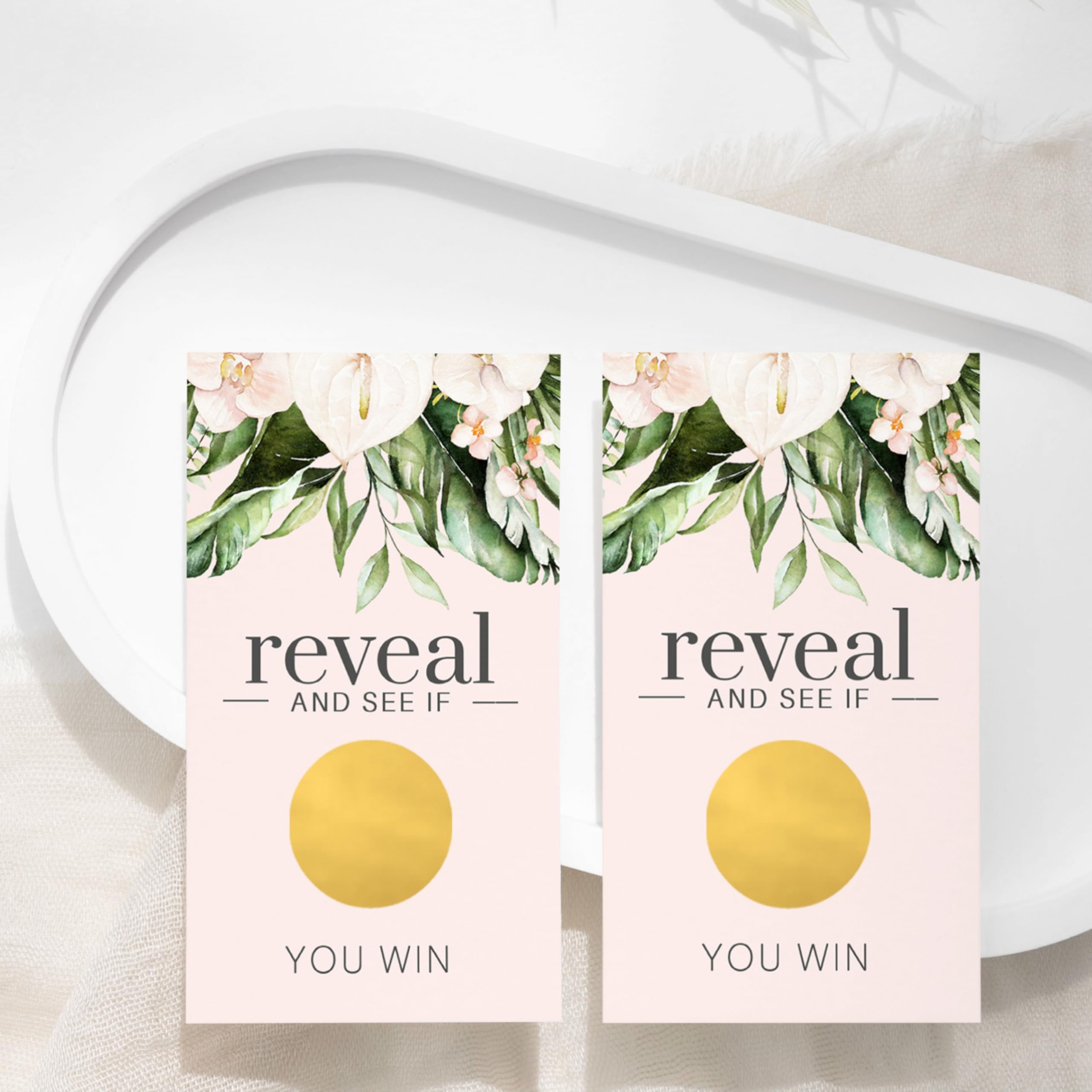 Paper Clever Party Bridal Shower Games Pink And Gold - 30 Pack - Fun Scratch Off Raffle Cards Wedding Shower Game Or Engagement