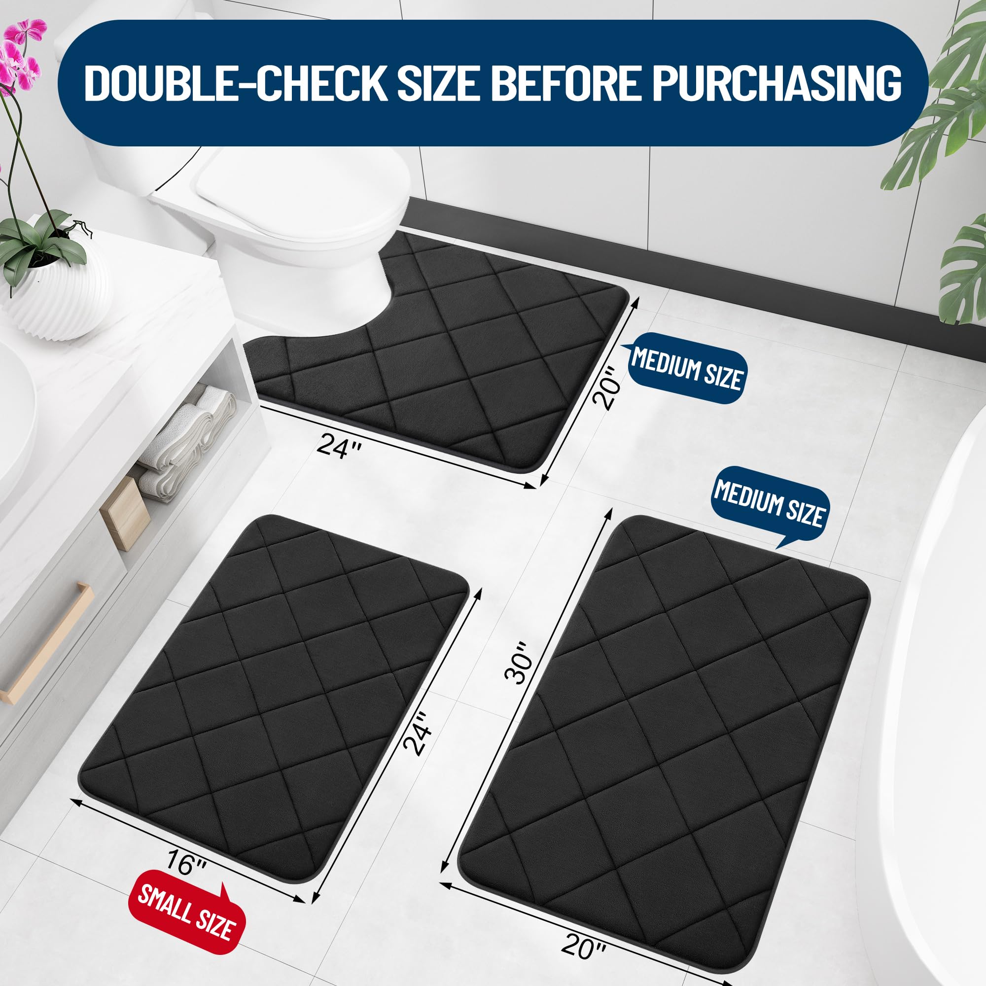 Olanly Memory Foam Bath Mat 47X20, Ultra Soft And Absorbent Bathroom Mat, Machine Washable Bathroom Rugs, Comfortable, Thick Bat