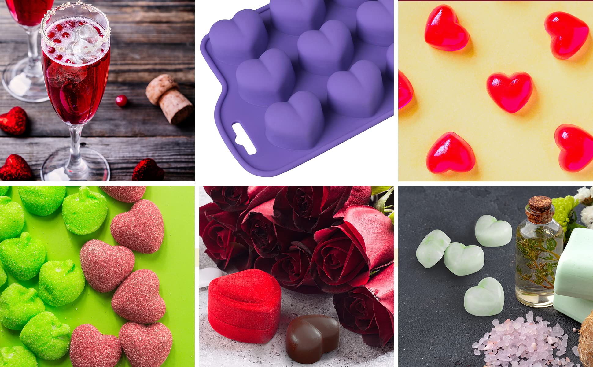 Bakerpan Silicone Chocolate Heart Mold, Heart Shaped Jelly And Ice Tray, Candy Mold, 15 Cavities - Set Of 3