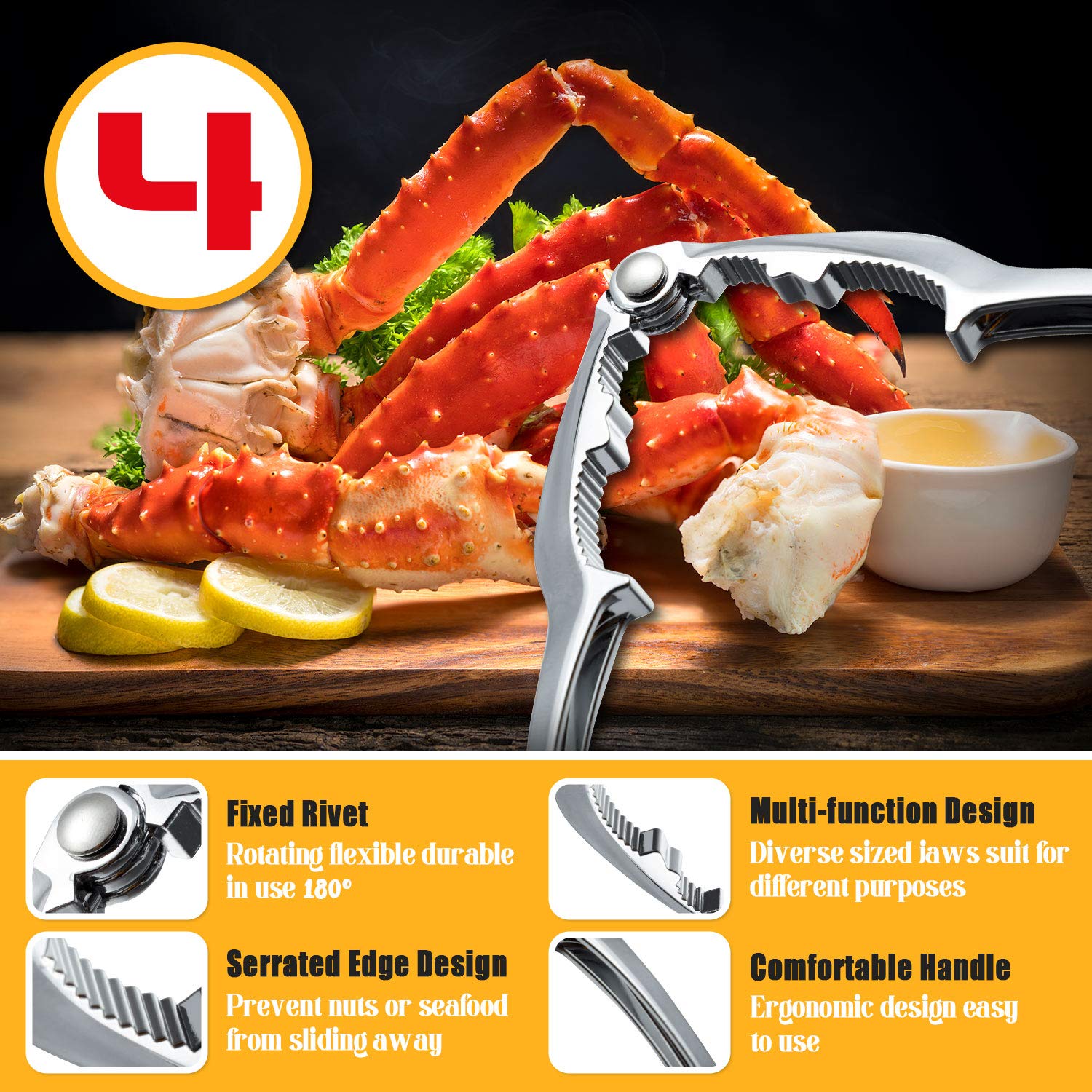Crab Crackers And Tool, Nut Crackers For King Crab Legs, 12Pcs Stainless Steel Seafood Tools Set Cracker Lobster Crackers Crab C