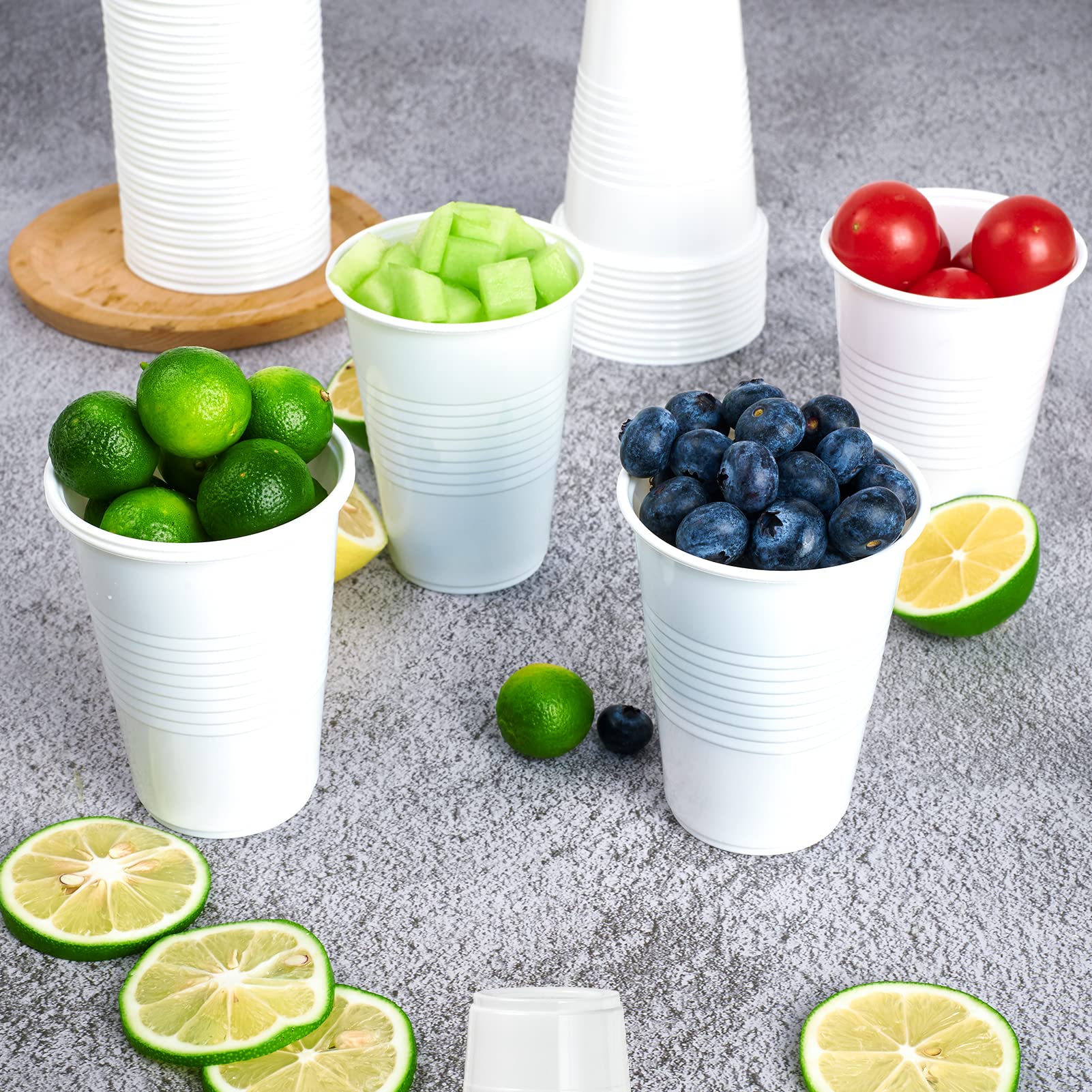 Lilymicky 500 Pack 7 Oz Disposable Plastic Cups, Drinking Cups, White Party Cups For Birthday Parties, Picnics, Ceremonies, And