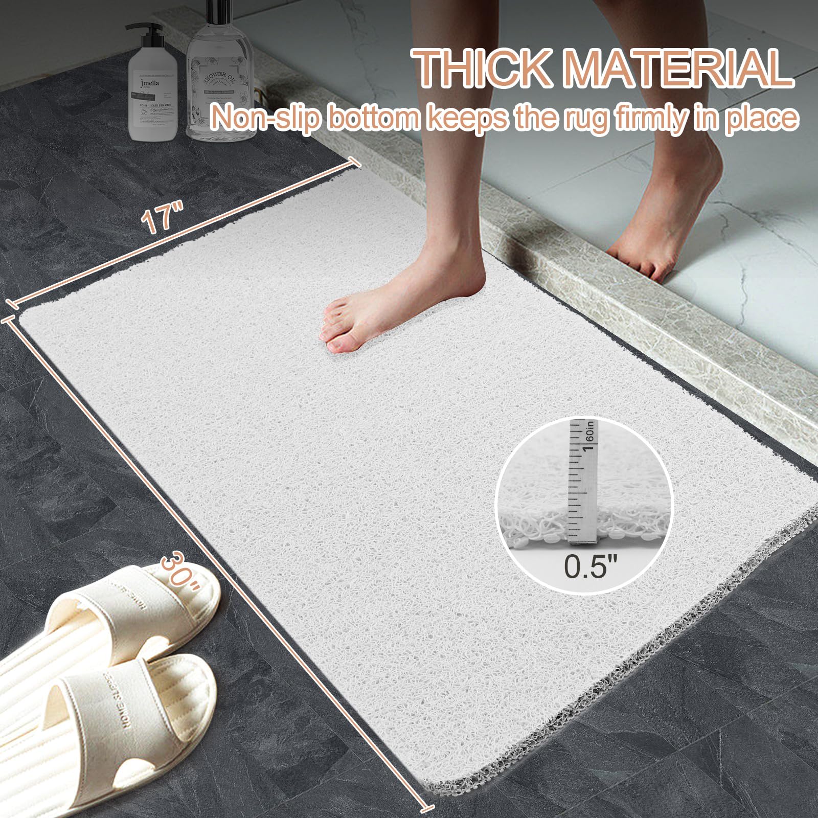 Joyhalo Shower Mats For Showers Anti Slip For Elderly, 32'' X 24'' Non Slip Bath Mat For Inside Shower, Bath Tub Mats For Bathro