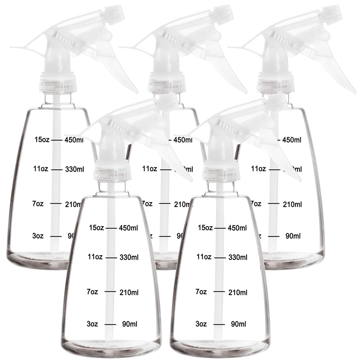 Youngever 5 Pack Empty Plastic Spray Bottles, 16 Ounce Spray Bottles For Hair And Cleaning Solutions (White)