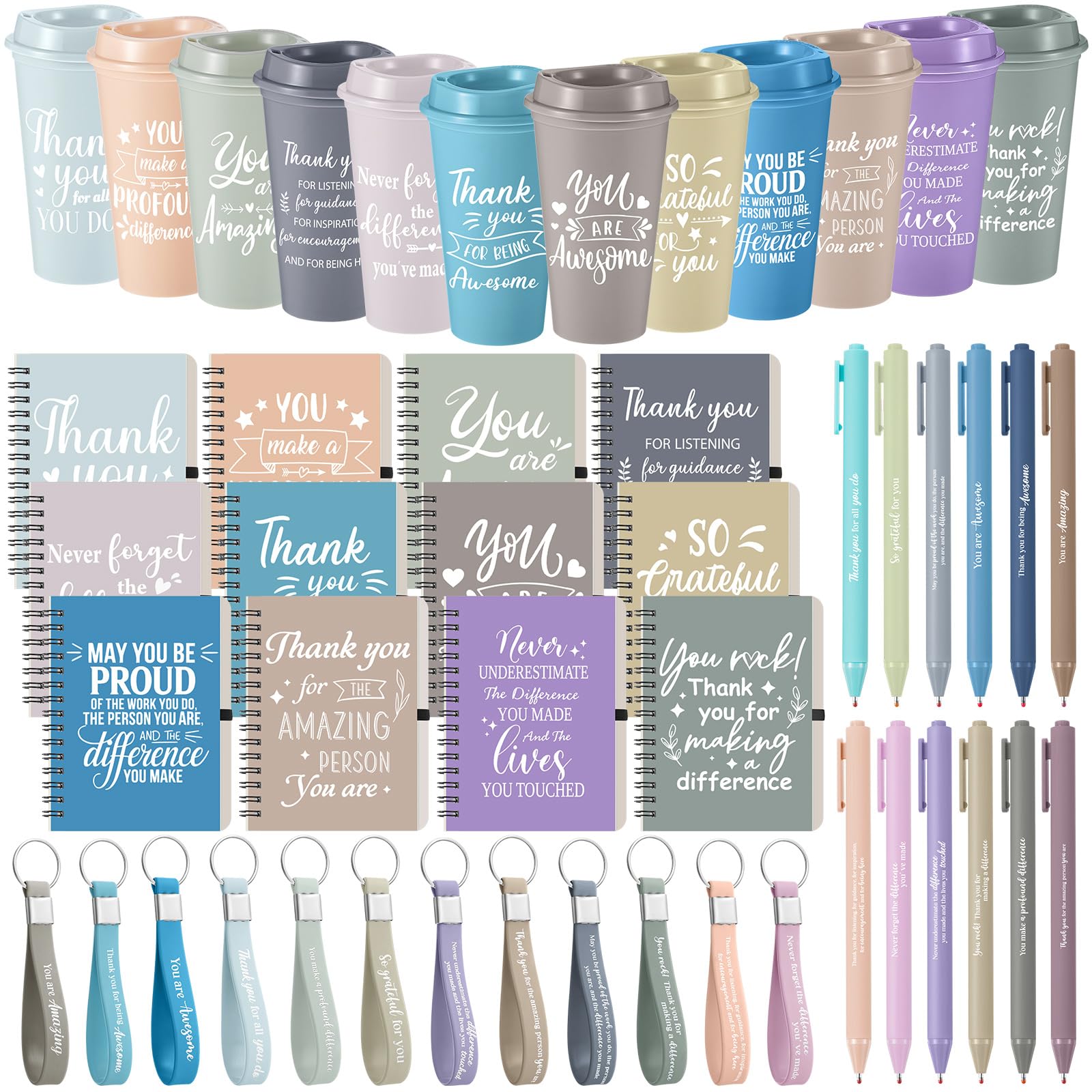 Skylety 12 Set/48 Pcs Employee Appreciation Gifts Bulk Administrative Professionals Day Gift Thank You Set 16 oz Tumblers Mini S