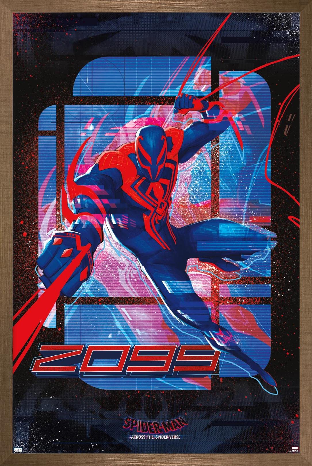 Trends International Marvel Spider-Man: Across The Spider-Verse - Spider-Man 2099 Wall Poster, 14.72'' X 22.37'', Bronze Framed