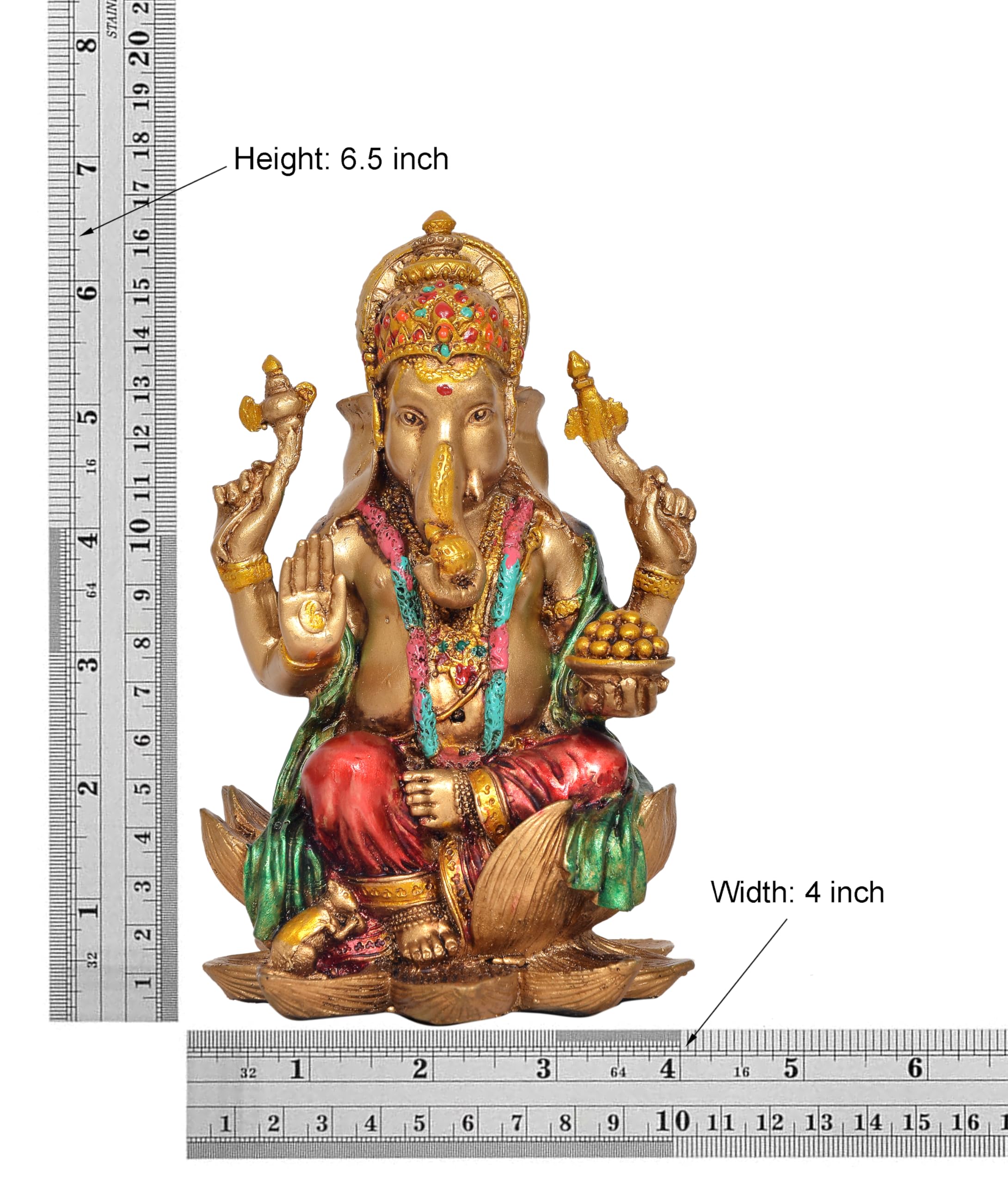 Dattatreya Cold Cast Lord Ganesha Ganpati Idol Statue Murti for Decoration and Pooja Gifting in Resin, Height : 6.5 inch