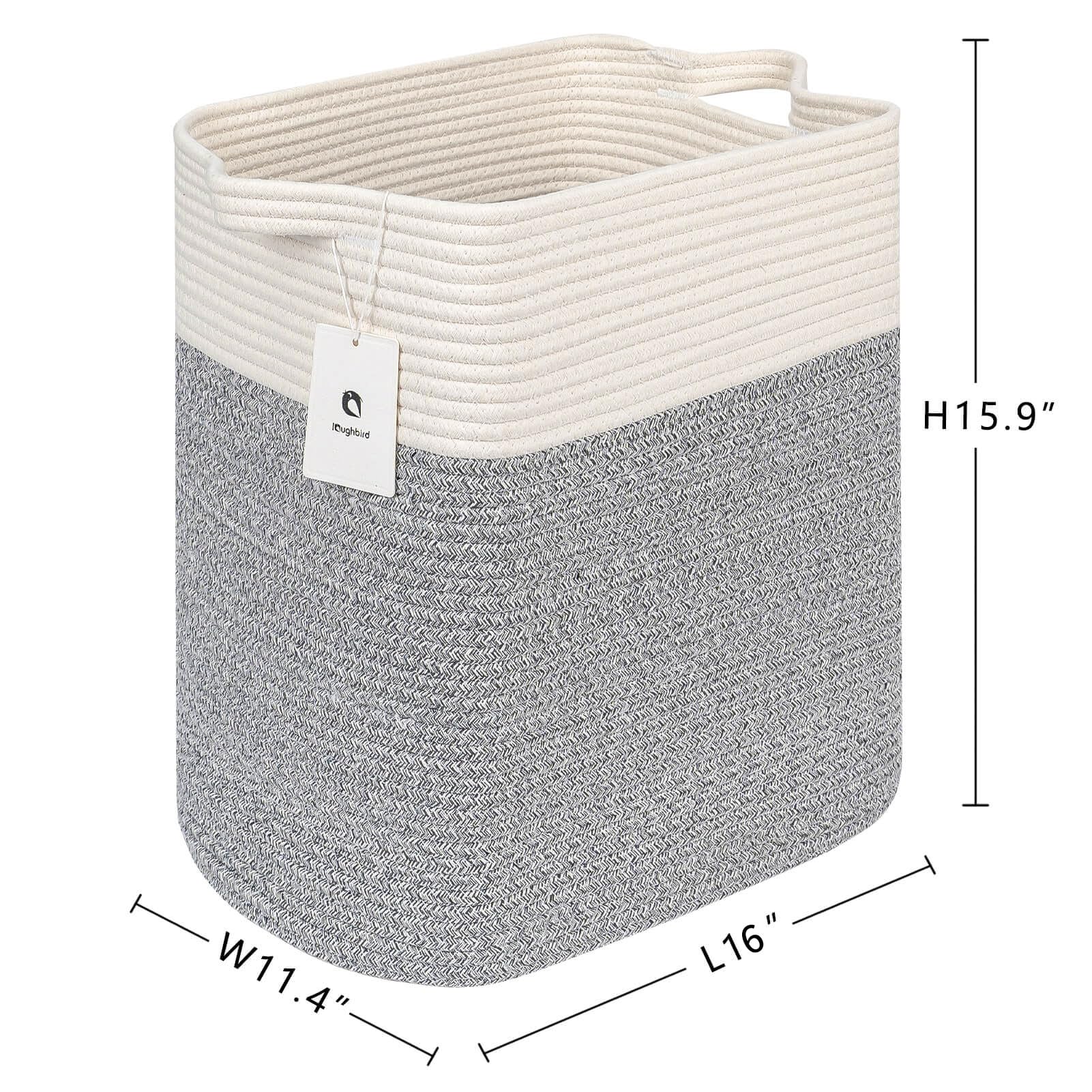 Laughbird Hamper Toy Storage Collapsible Laundry Bin, Medium Fabric Organizer, 2Pack - Silver Gray