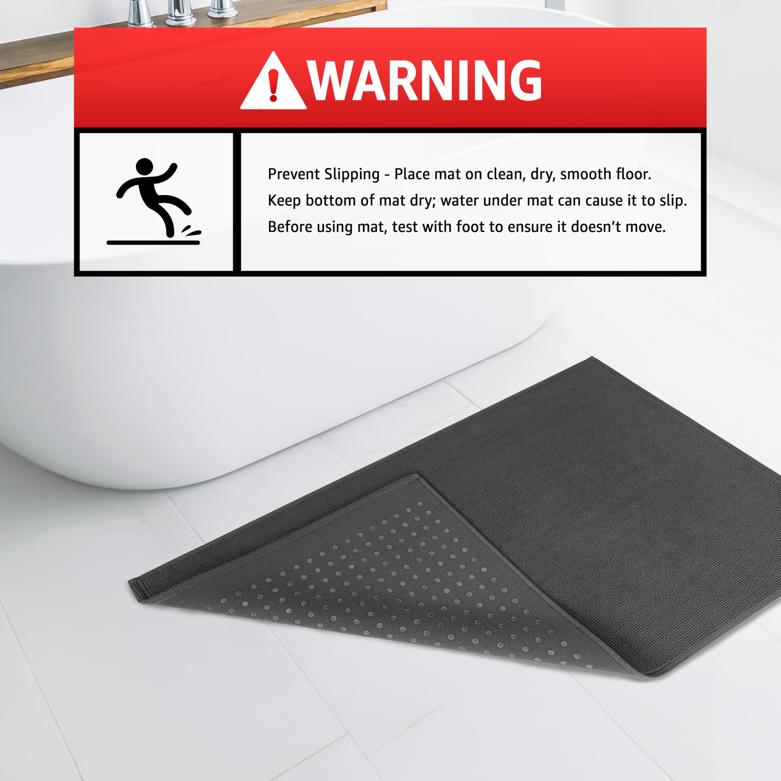 American Soft Linen Bath Rug, 20 In 34 In 100% Cotton Bath Mats Rugs For Bathroom, Non Slip Washable Shaggy Form Area Rugs, Gray