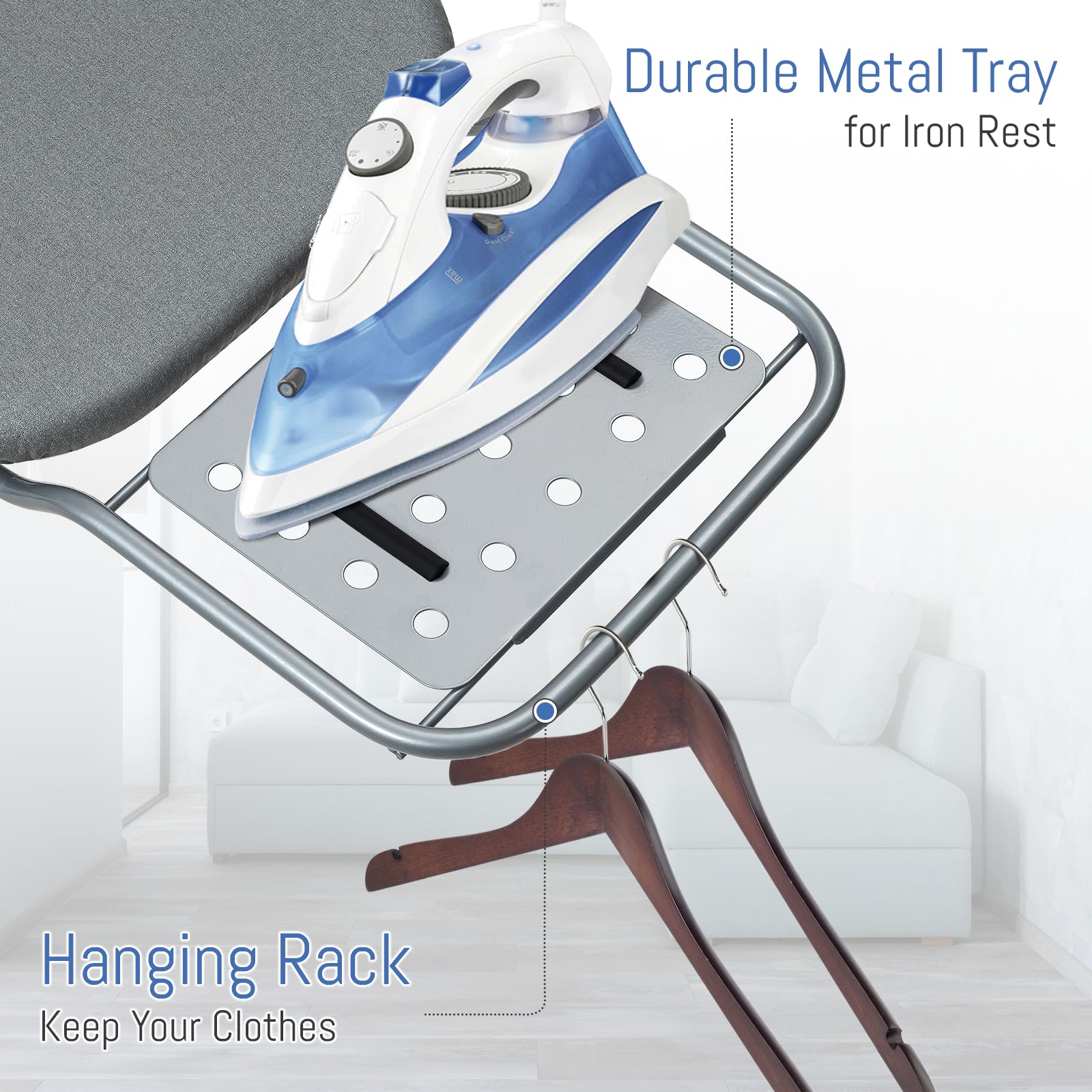 Ironing Board Full Size, Blissboard 43''X13'' Sturdy Heavy Duty Iron Board With Iron Rest, Heat Resistant Cover With Ultra Thick