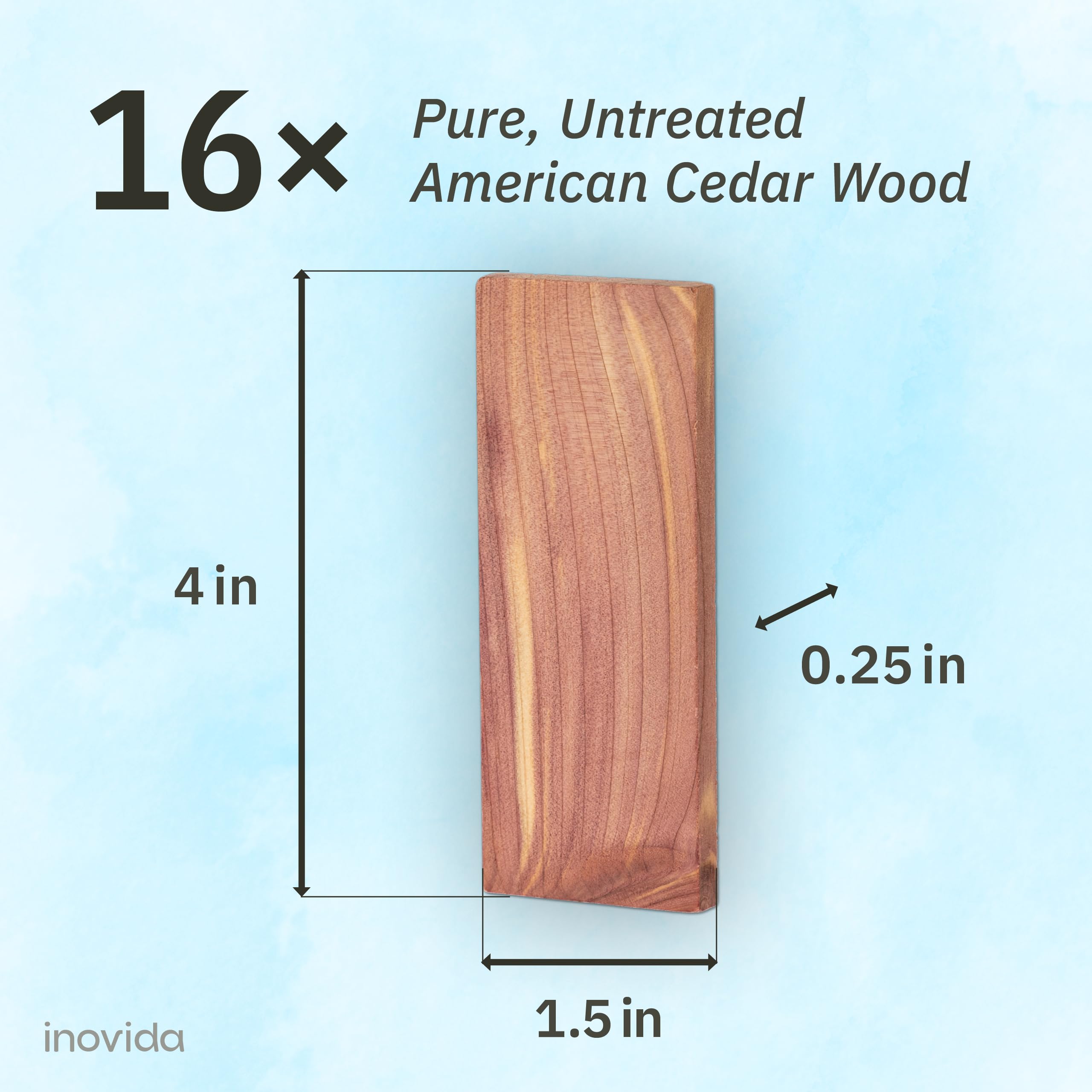 16 American Cedar Wood Blocks - Stop Clothes Damage - Wardrobe Freshener - Premium American Cedarwood Planks For Fresh Scent In