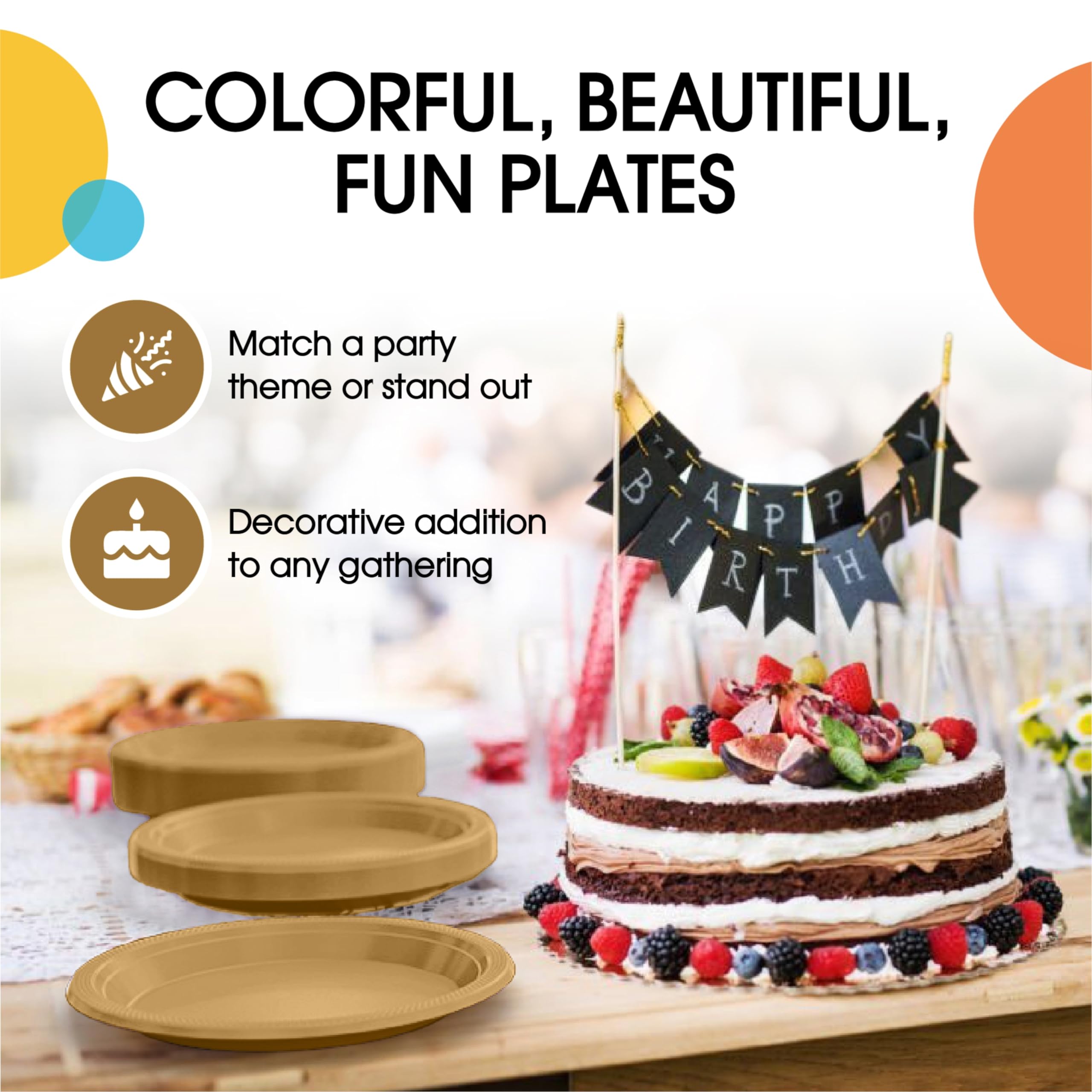 Exquisite Gold Plastic Plates For Party 9 Gold Disposable Plates For Party Supplies 50 Pcs Disposable Dinner Plate Heavy Duty