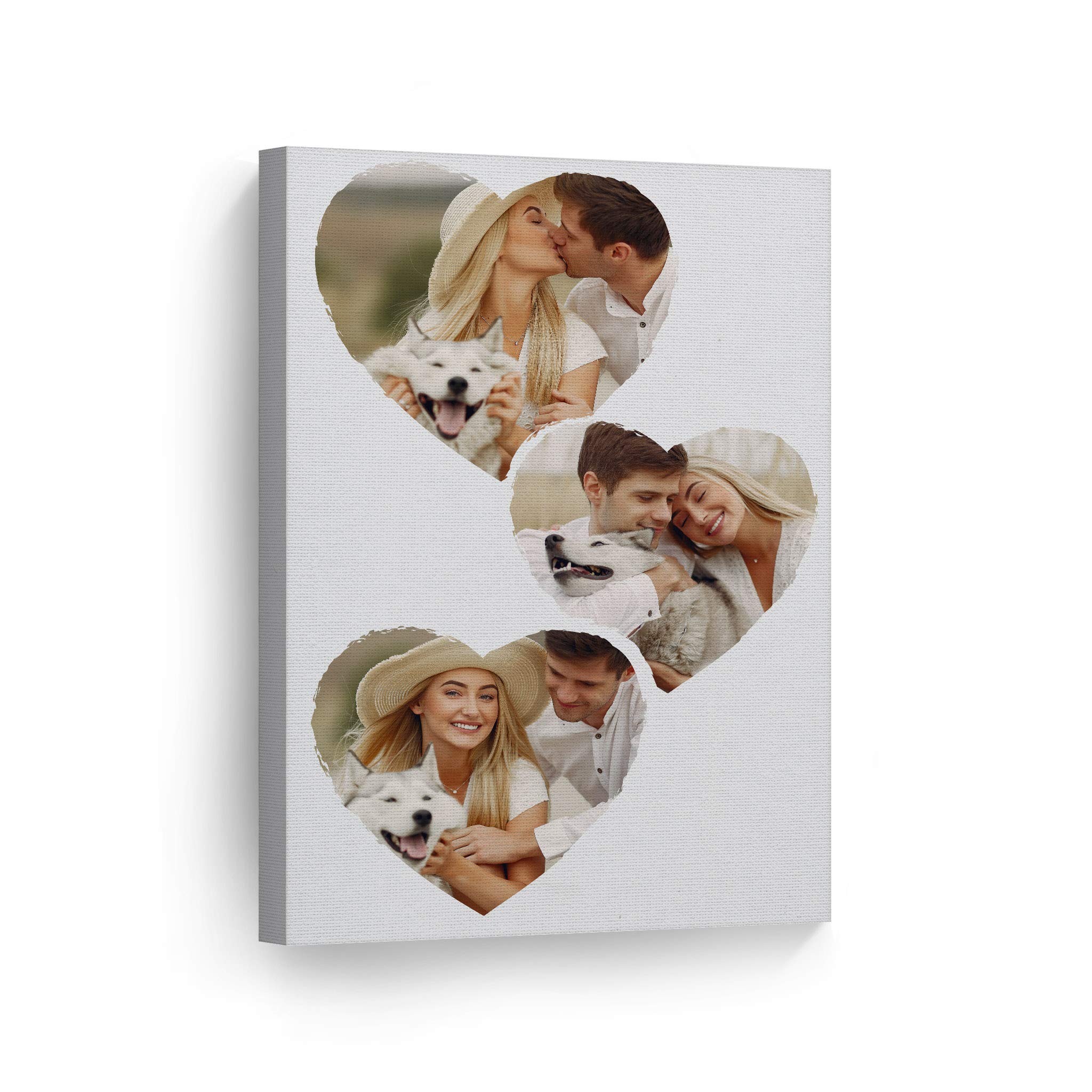 Smile Art Design Custom Photo Print Canvas Print With Your Photos Personalized Photo Upload 3 Images Collage Picture Heart Shape