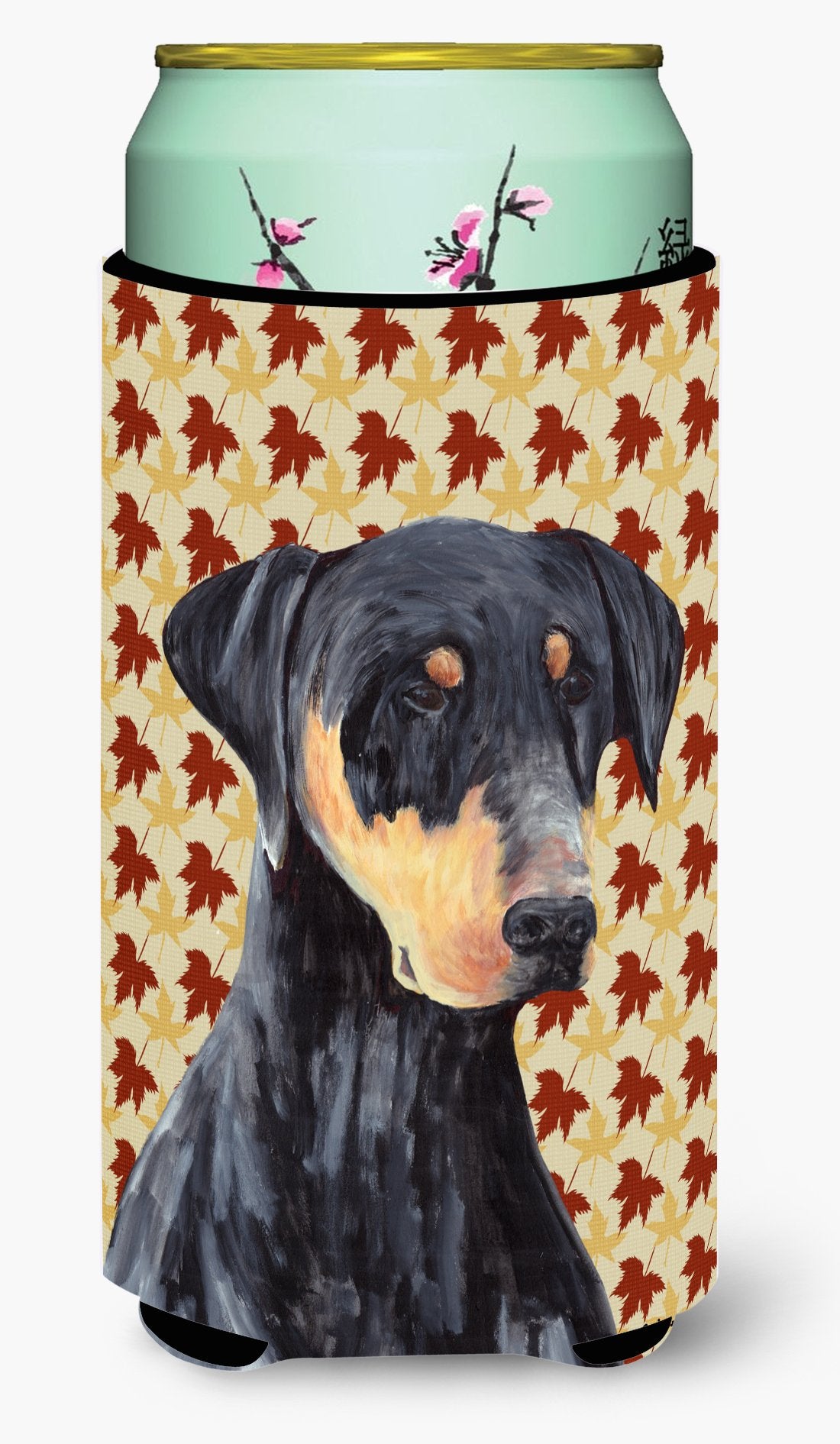 Caroline'S Treasures Sc9217Tbc Doberman Fall Leaves Portrait Tall Boy Hugger Can Cooler Sleeve Hugger Machine Washable Drink Sle