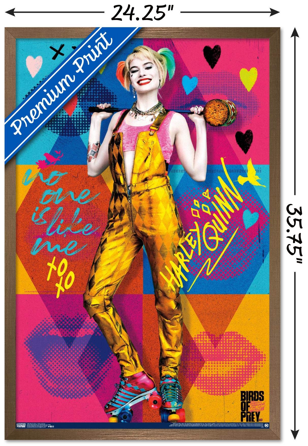 Trends International Dc Comics Movie - Birds Of Prey - Harley Quinn - Hammer Wall Poster, 22.375'' X 34'', Bronze Framed Version