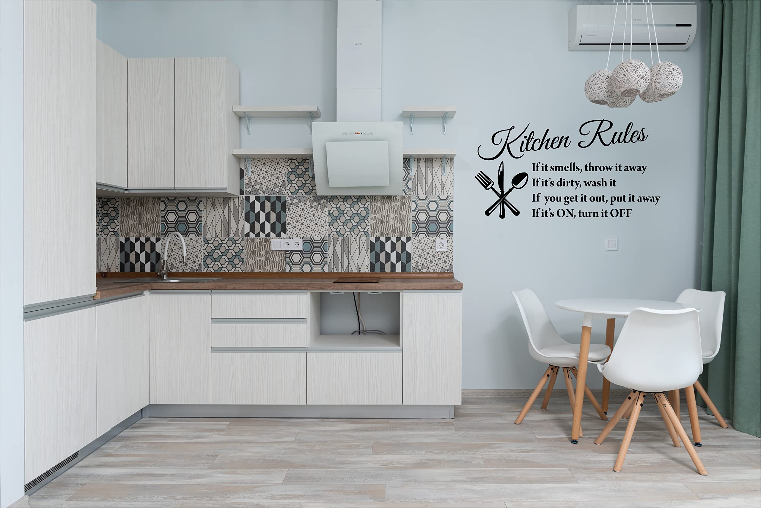 Blinggo Black 22 '' X 13 '' Kitchen Rules Art Home Mural D  Cor Vinyl Wall Art Inspirational Quotes And Saying Home Decor Decal