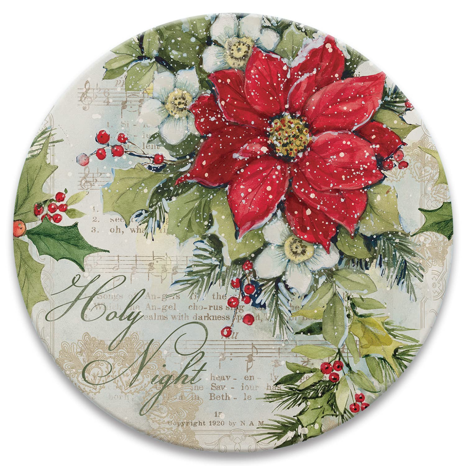 Coasterstone Holy Night Poinsettia Christmas Drink Coaster Set