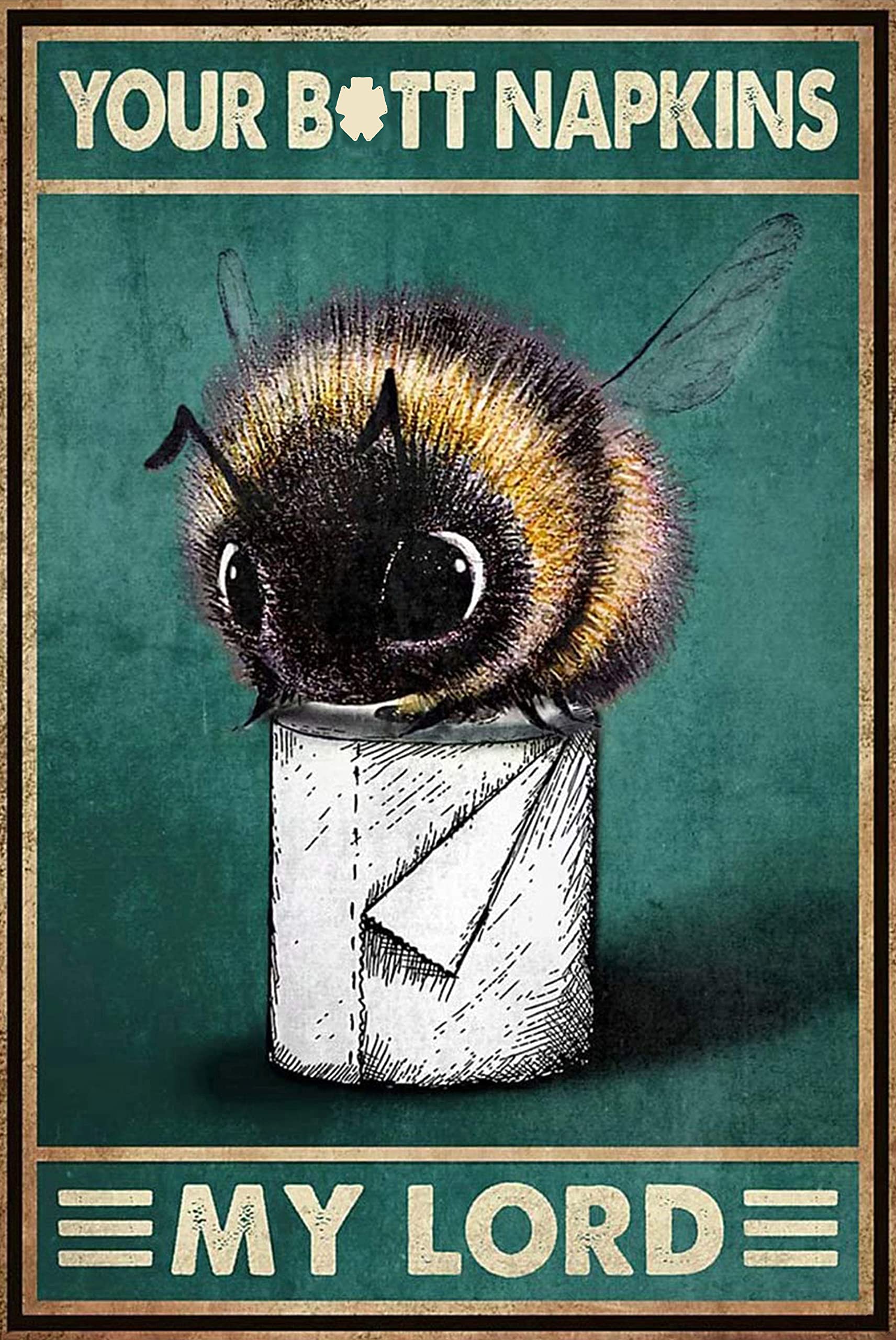 Bee Metal Tin Sign Bee And Toilet Paper Funny Poster Cafe Living Room Kitchen Bathroom Home Art Wall Decor Plaque Gift