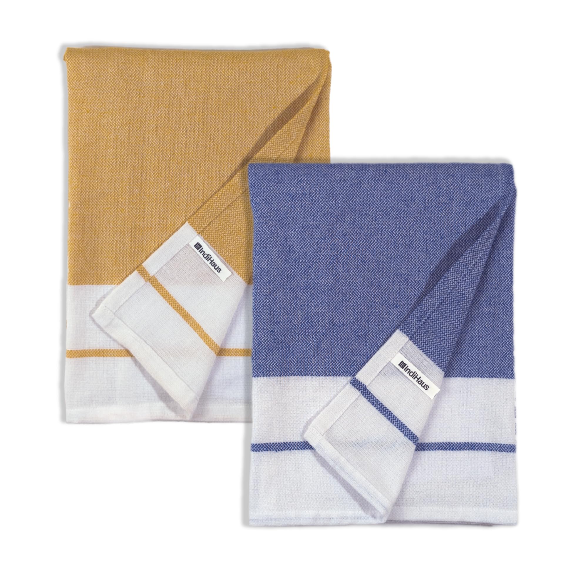Indihaus - Cotton Towels For Bath (140 X 70Cm)| Absorbent | Large Size | Quick Dry Gym, Travel & Bath Towel. (Happy Orange Blue,