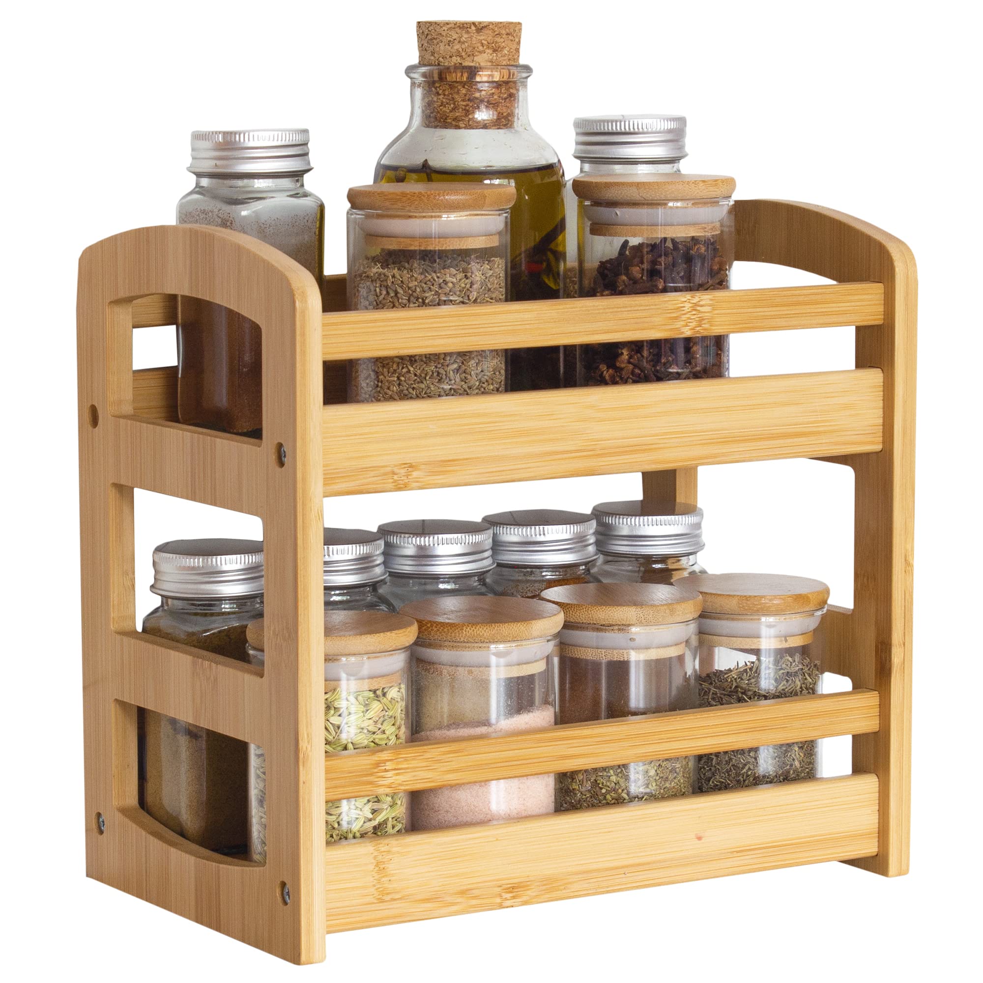 Totally Bamboo 2 Shelf Spice Caddy, Organizer Rack For Kitchen Countertop Or Cupboard