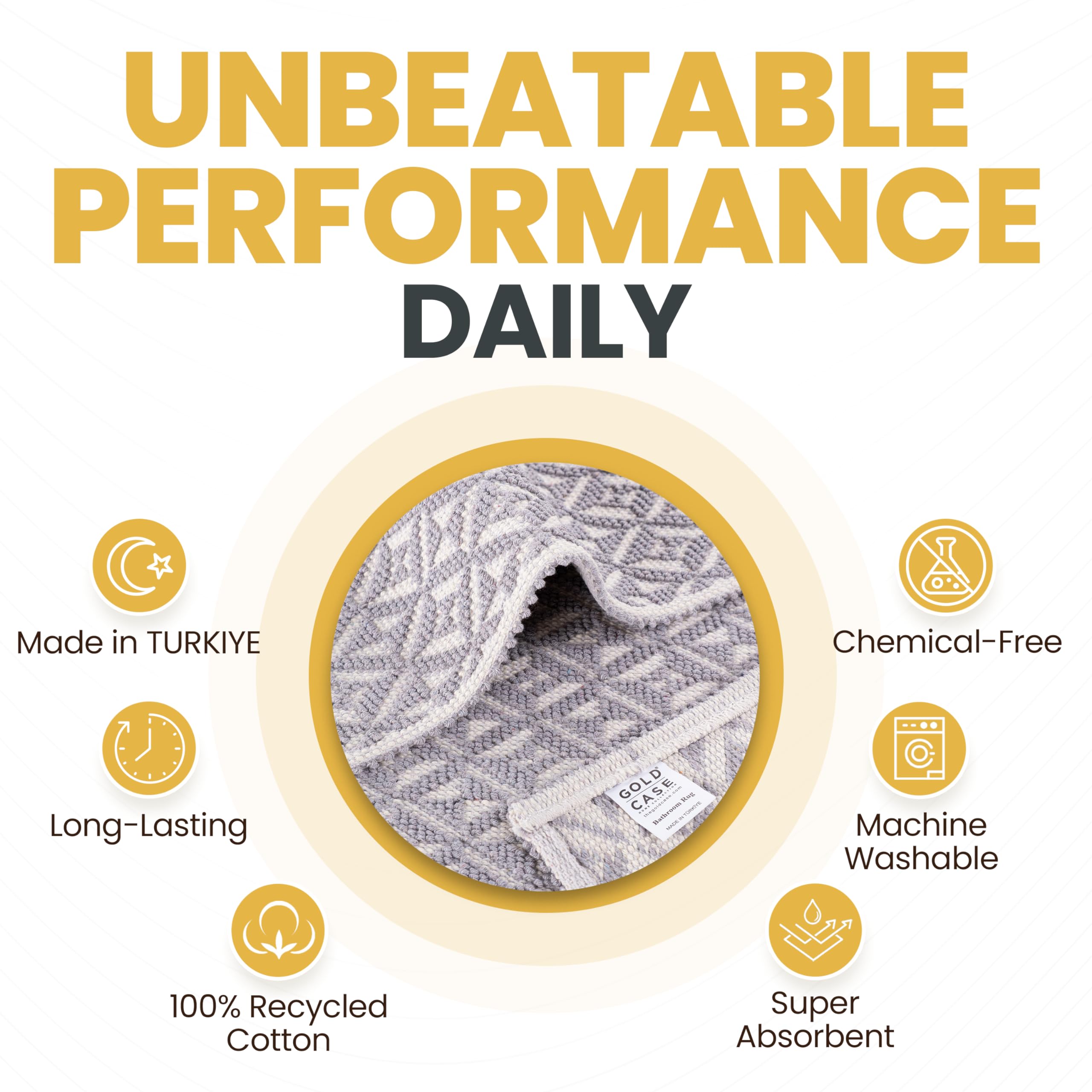 Bathroom Rugs 100% Cotton (Set Of 2) - Absorbent Turkish Bath Mat Sets - Washable Bathroom Rug For Floor & Tub - Bath Mats For S