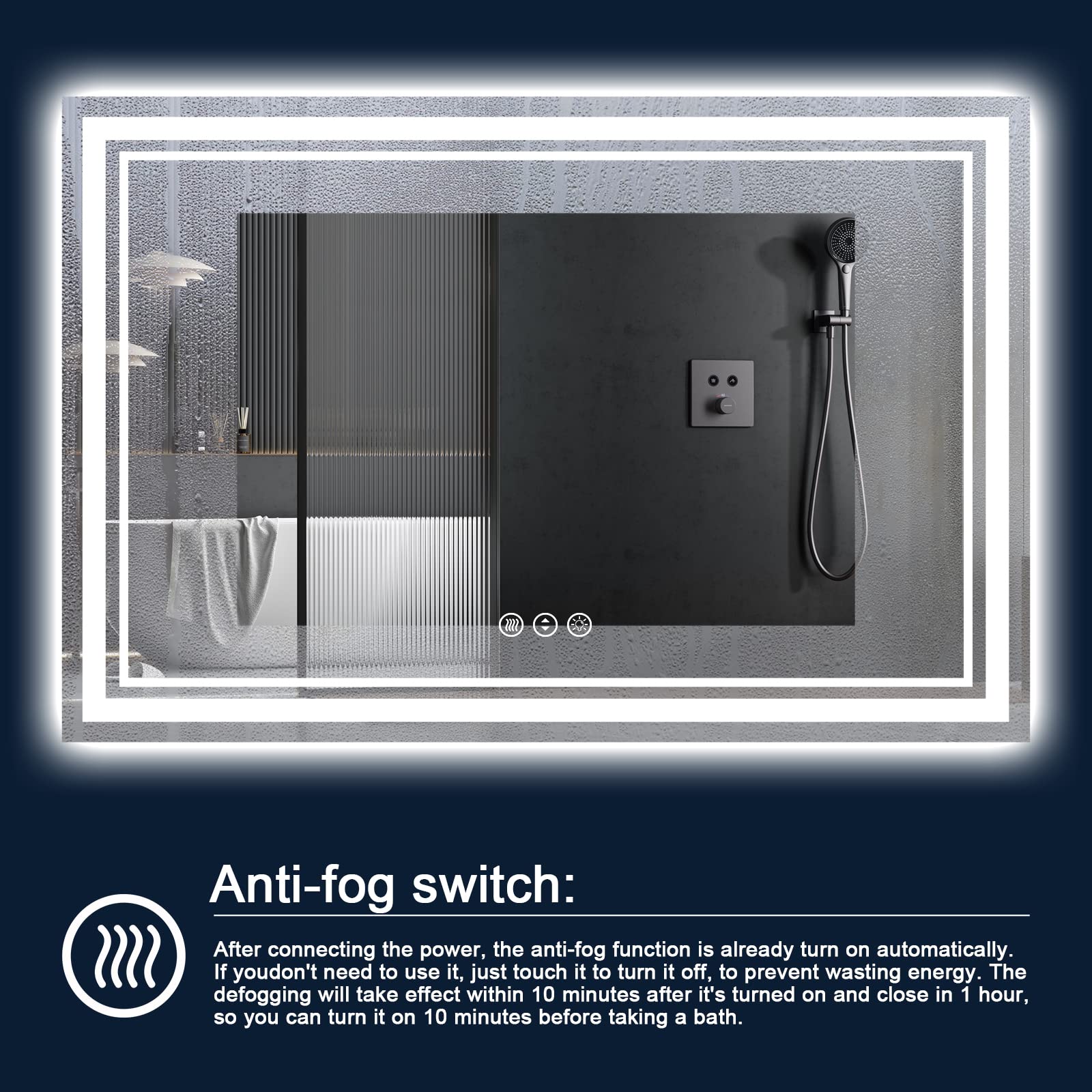 Istripmf 84X40 Inch Led Bathroom Mirror With Lights, Backlit And Front Lighted Bathroom Mirrors For Wall, Anti-Fog Dimmable Memo