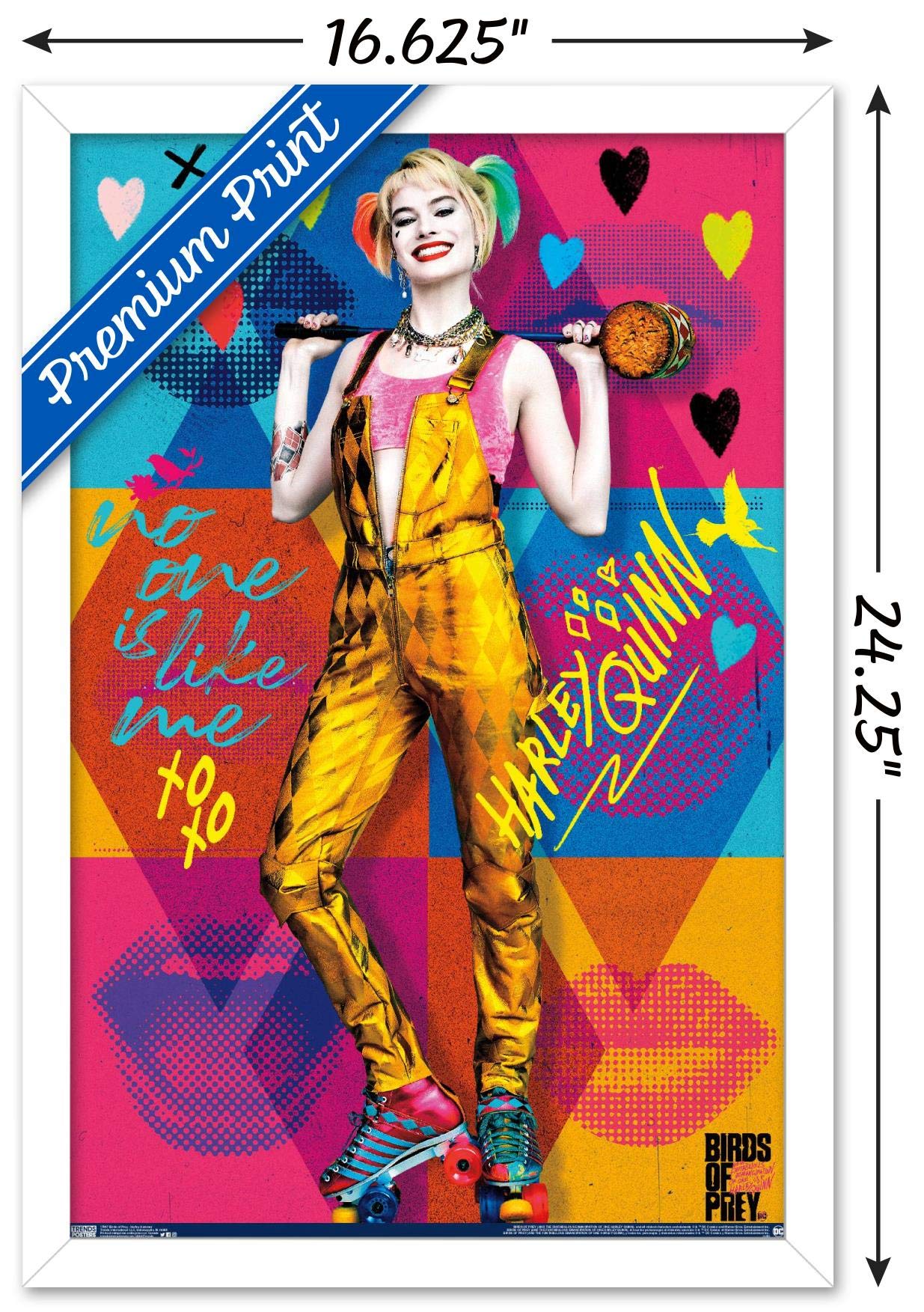 Trends International Dc Comics Movie - Birds Of Prey - Harley Quinn - Hammer Wall Poster, 14.725'' X 22.375'', White Framed Vers