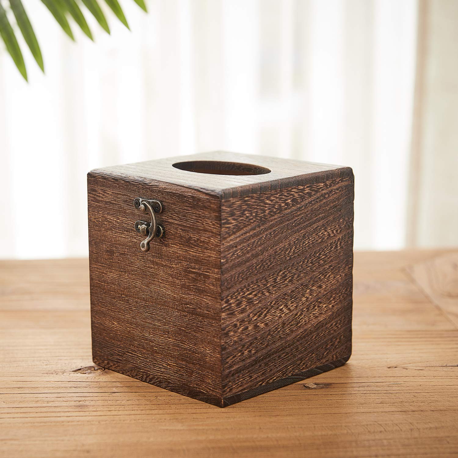 Sinobest Wood Tissue Box Cover Decorative Square Facial Tissue Holder Napkin For Bathroom And Home Decoration