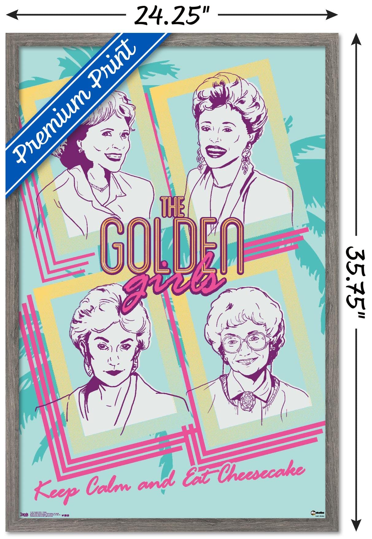 Trends International Golden Girls-Group Wall Poster, 22.375 In X 34 In, Barnwood Framed Version
