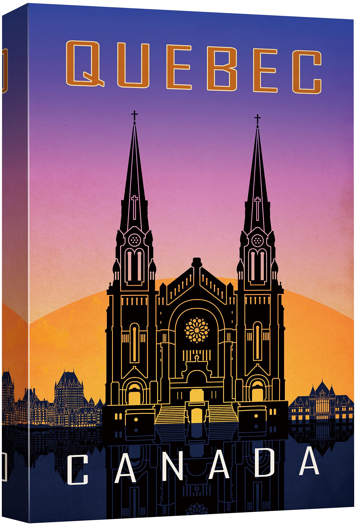 Nwt Canvas Print Wall Art Silhouette Of Cathedral In Quebec, Canada Architecture & Maps Cities Illustrations Modern Art Global L