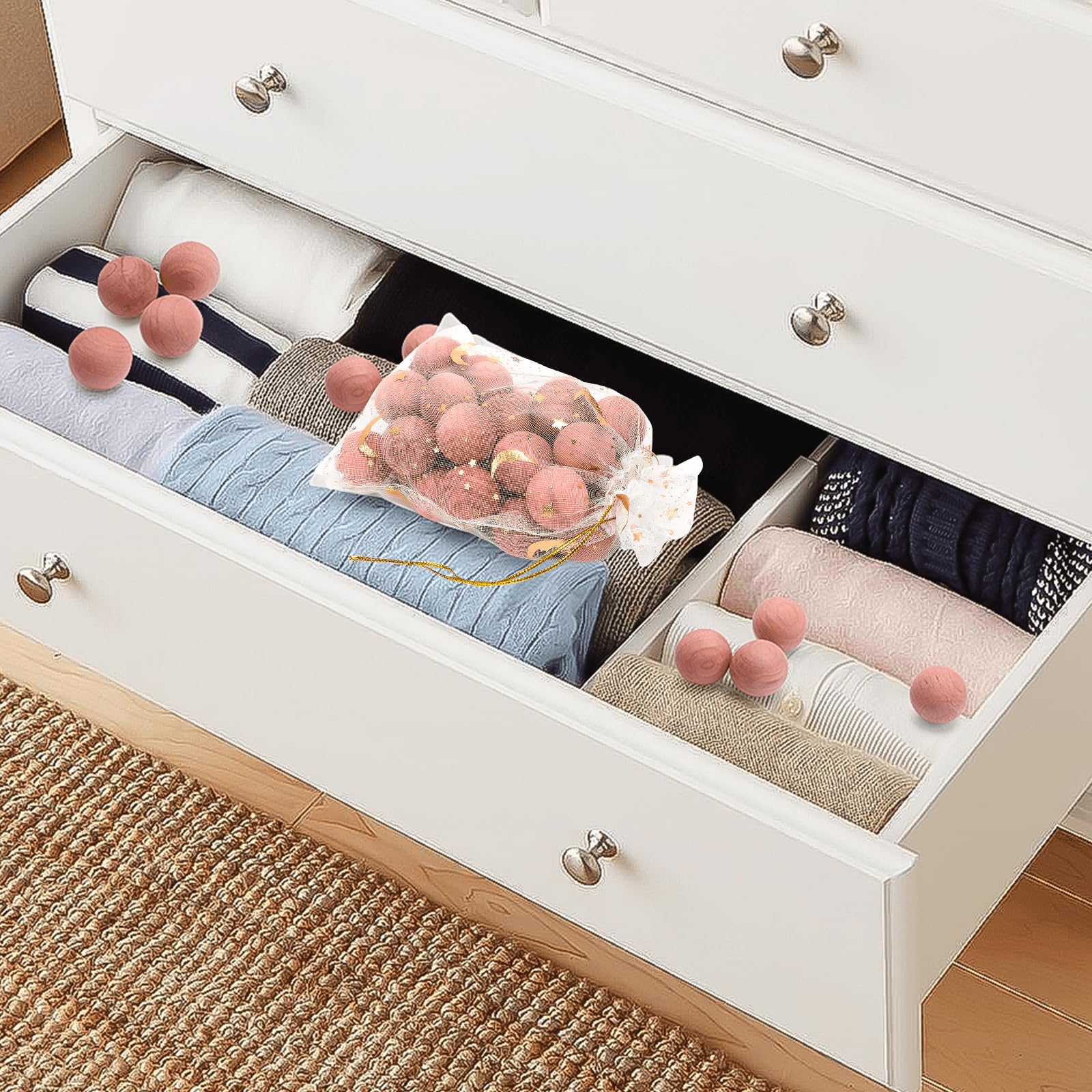 Homode Cedar Blocks For Clothes Storage, 100 Pcs Cedar Balls For Closets And Drawers, Natural Fresh Cedar Wood Chips Cedar Close